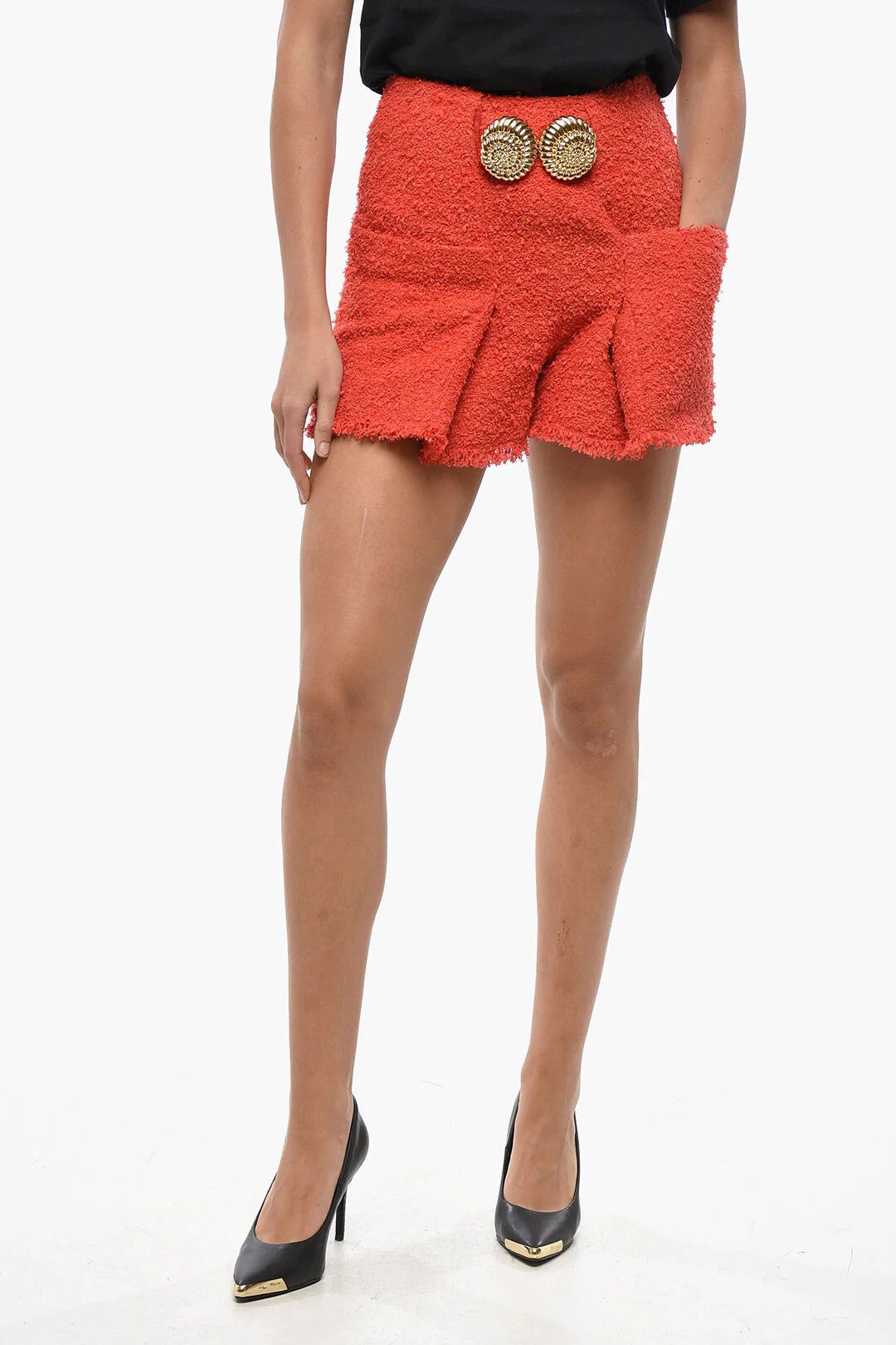 Balmain og1mm0326 Tweed Short in Red Size 27" / US 4 / IT 40 - 1 Thumbnail