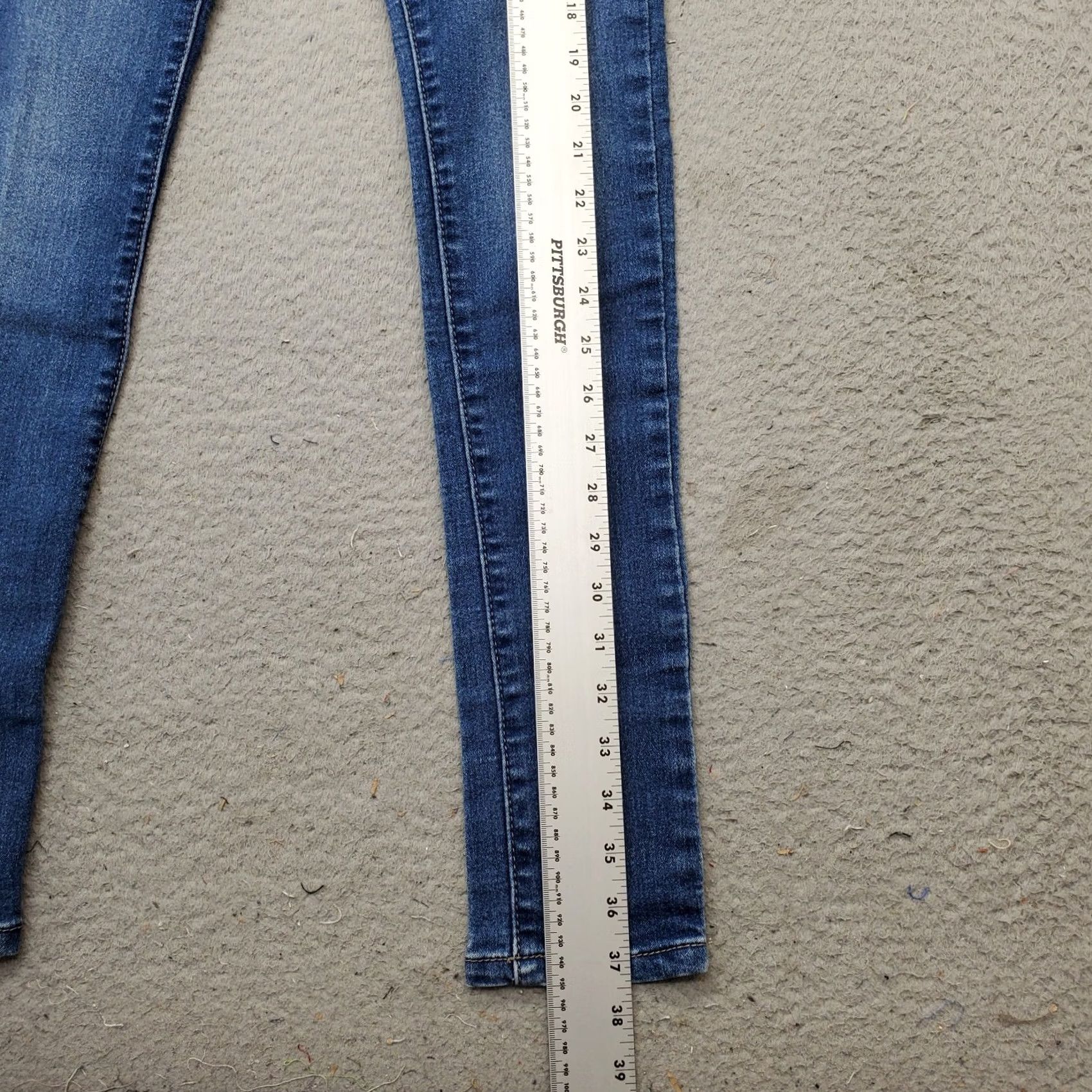 Vintage BOB Skinny Jeans Women's 1/2 Blue Denim Medium Wash Whiskered Low Waist Pants Jeans Womens Size 25" / US 0 / IT 36 - 3 Thumbnail