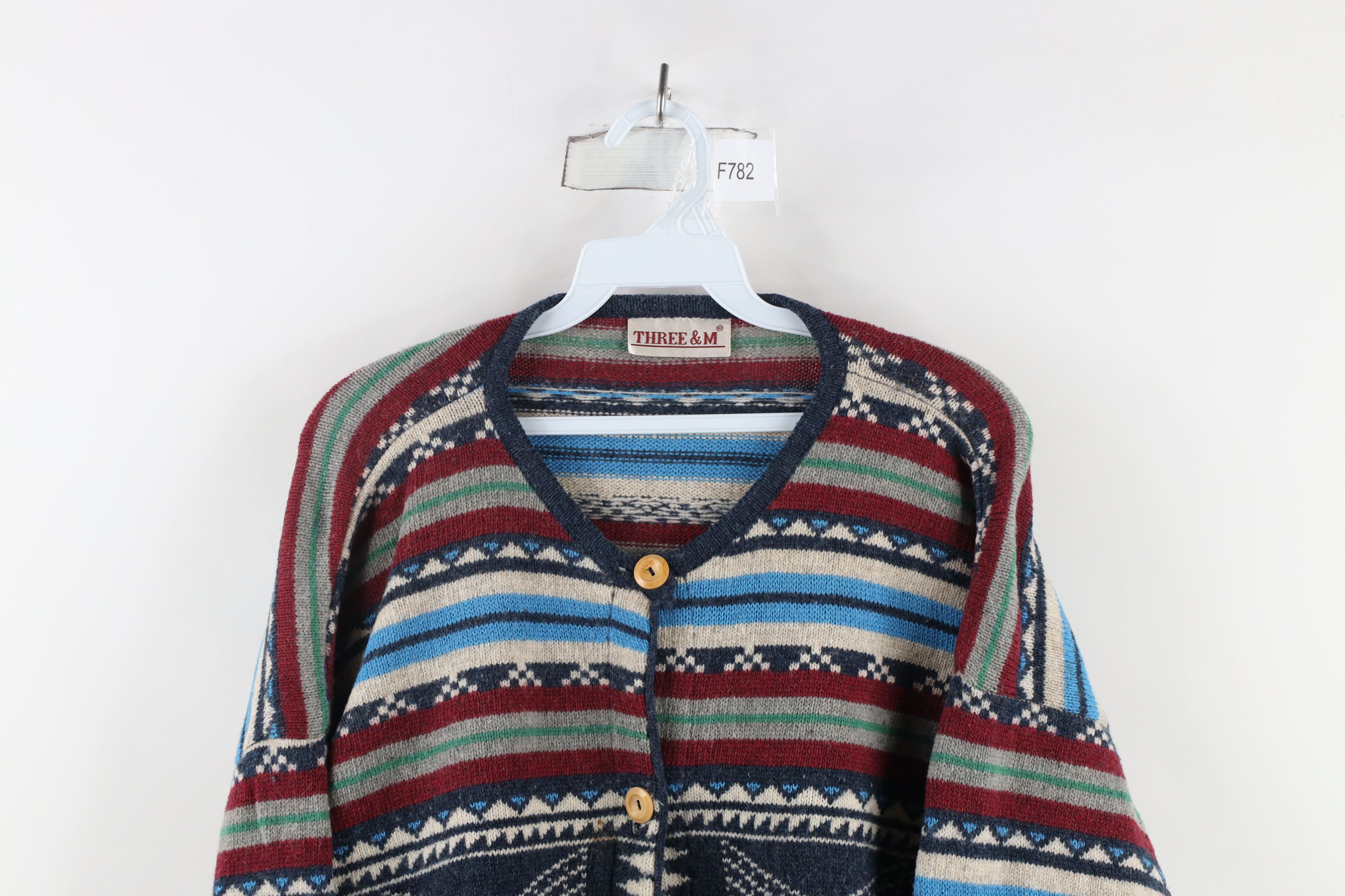 Vintage Vintage 90s Streetwear Wool Blend Knit Cardigan Sweater Size L / US 10 / IT 46 - 2 Thumbnail