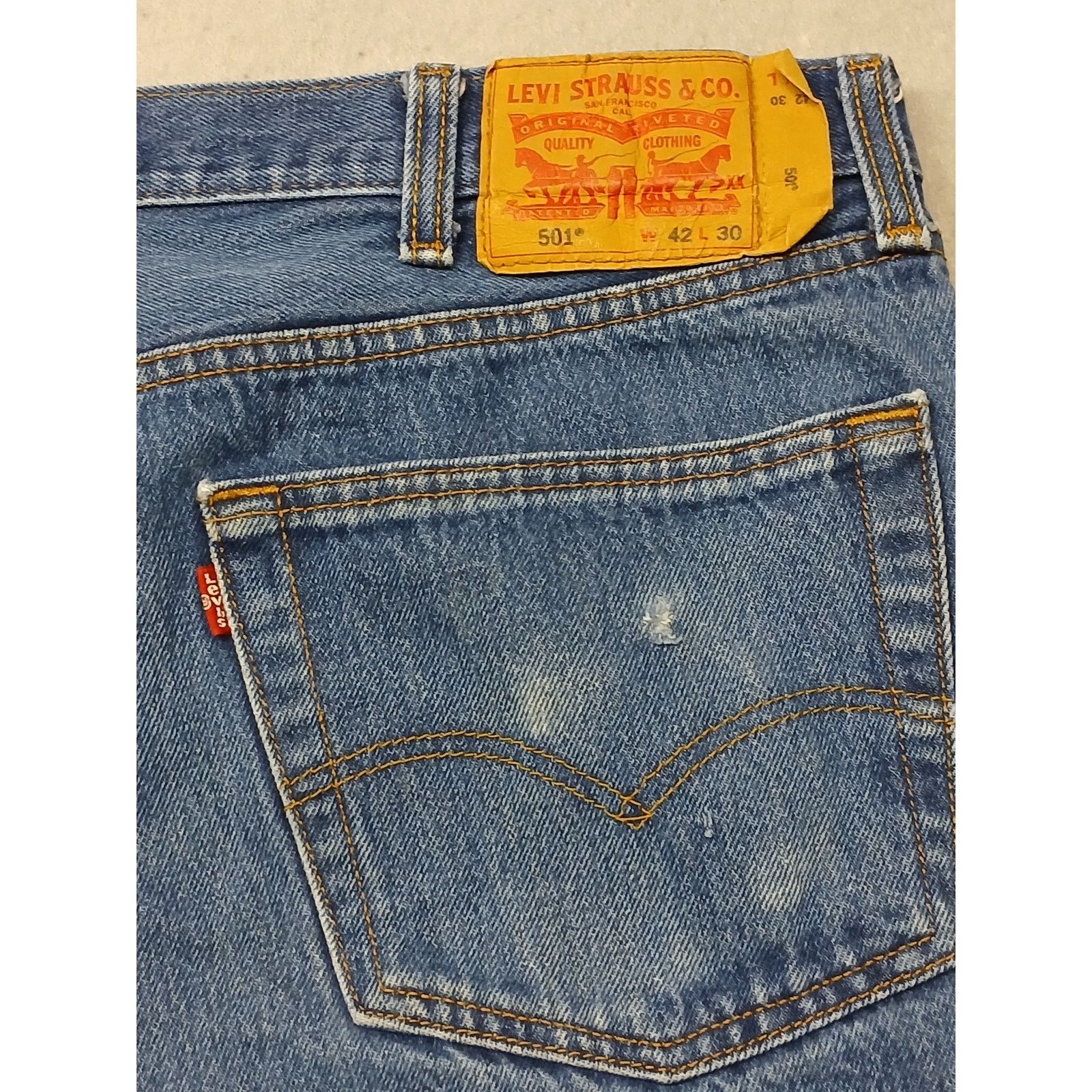 Levi's Levis (42x30) Men's Tapered Straight Fit Blue Denim Jeans Size US 42 / EU 58 - 12 Thumbnail