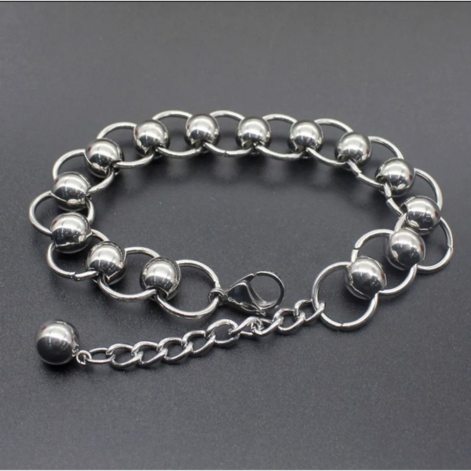 Jewelry Ball Chain Bracelet 2000S Punk Skater Grunge in Silver, Men's