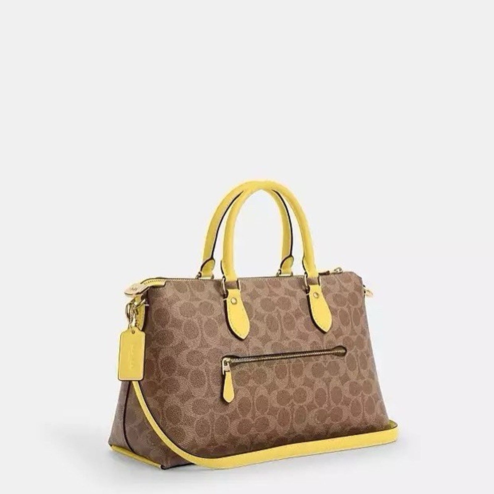 Coach NWT COACH Georgia Satchel Signature Canvas CW422 Tan/Yellow Size ONE SIZE - 10 Thumbnail