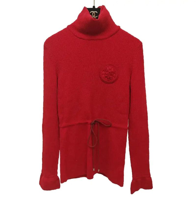 Chanel Chanel Red Wool Long Sleeve Pullover Sweater 0089 Size S / US 4 / IT 40 - 1 Thumbnail