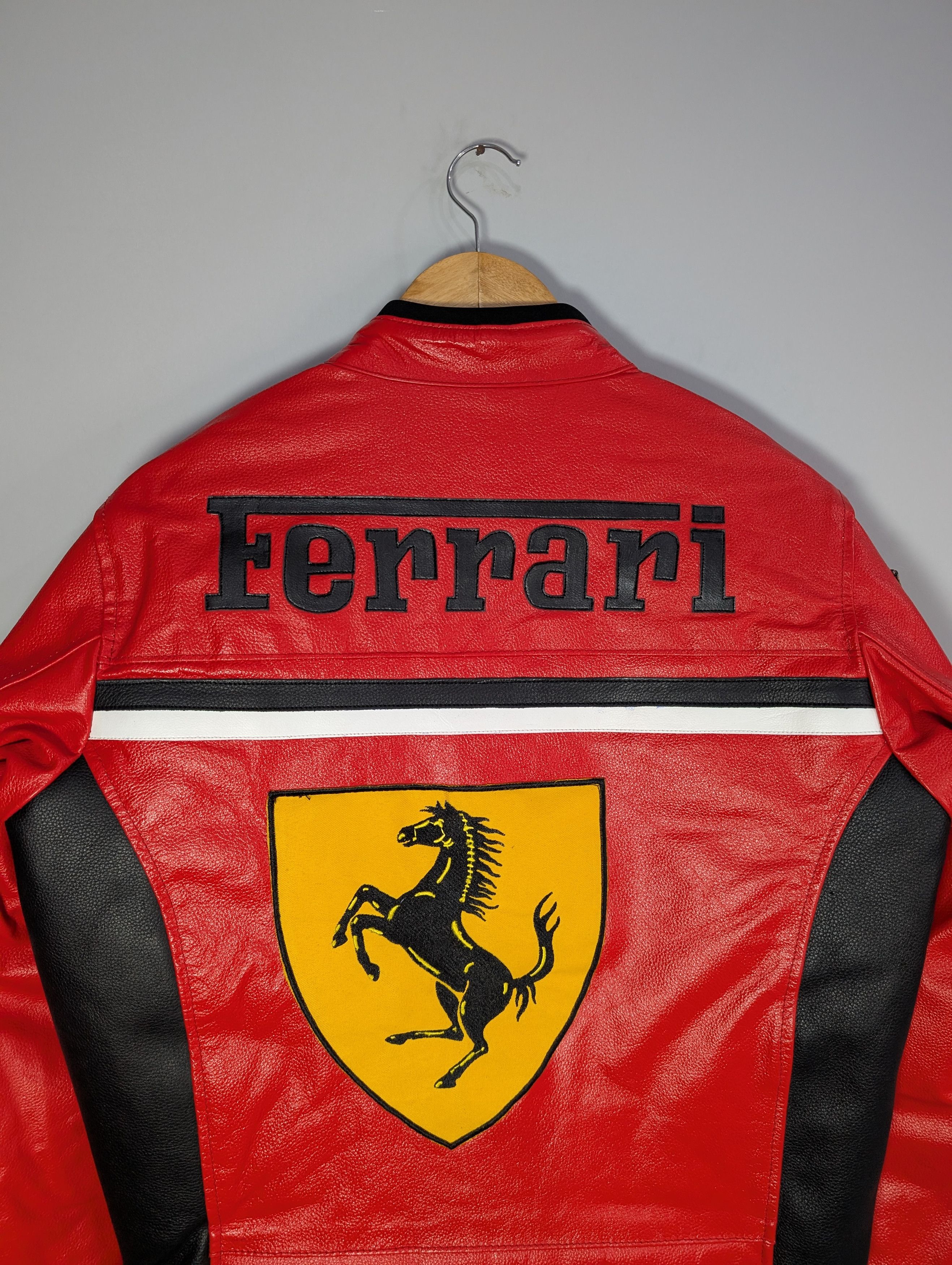 Vintage 🔥Ferrari Retro Red Racing Real Cowhide Leather Jacket Size M / US 6-8 / IT 42-44 - 6 Thumbnail