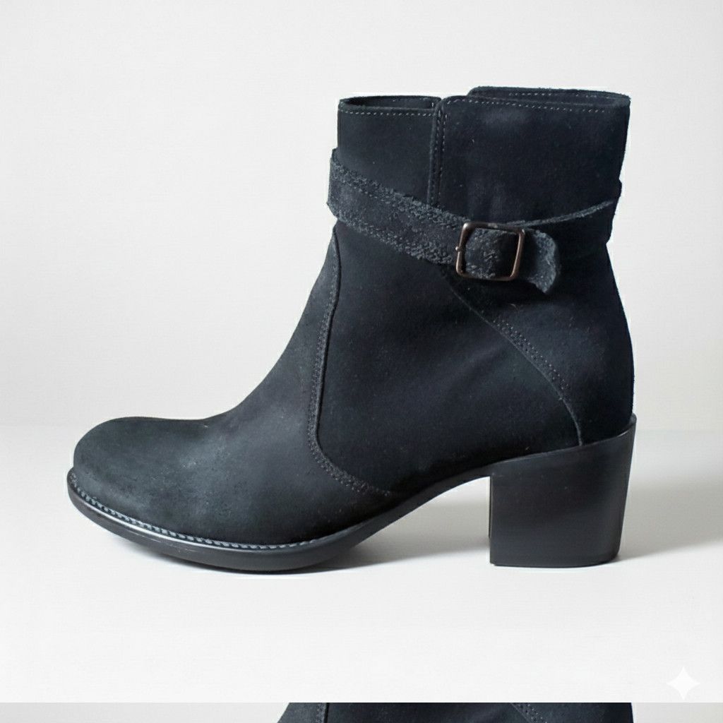 Other La Canadienne Size 8 Vera Gomma Booties Black Suede Leather Size US 8 / IT 38 - 5 Thumbnail