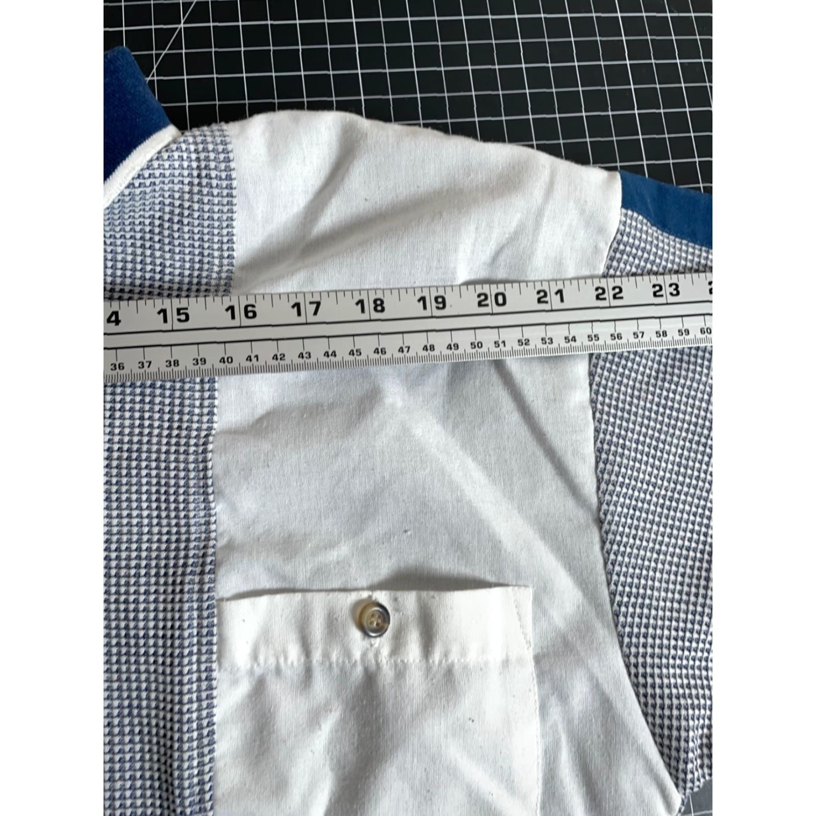 Vintage VTG 80s Hukapoo Textured Paneled Polo Shirt Adult Large Blue White Retro Woven Size US L / EU 52-54 / 3 - 7 Thumbnail