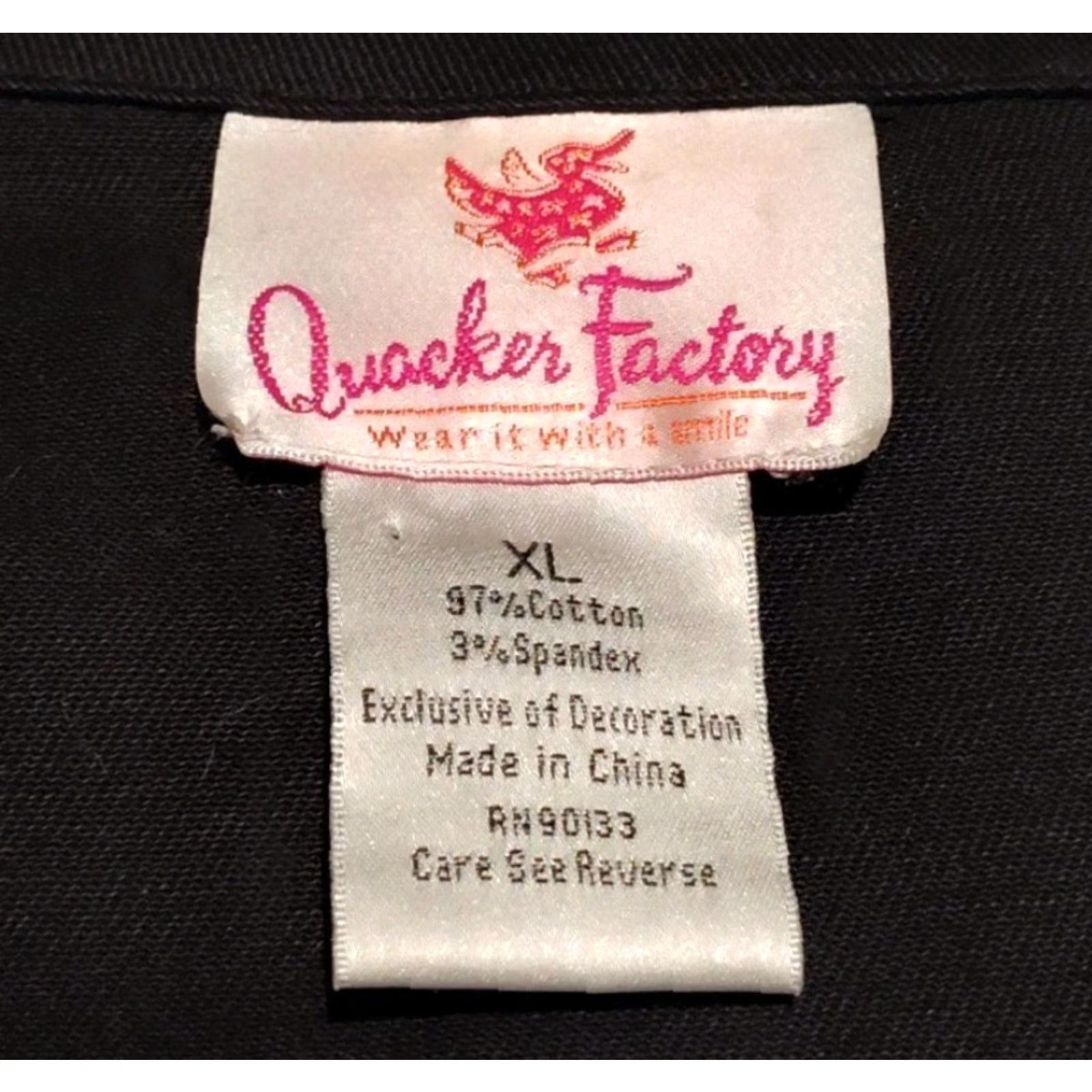Quacker Factory VINTAGE Quacker Factory Women's Denim Jacket Bling Rhinestones Peace XL Black Casual All Seasons Size XL / US 12-14 / IT 48-50 - 7 Thumbnail