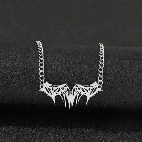 Jewelry Spike Graffiti Chain Necklace Punk Gothic Chrome Rock Venom Size ONE SIZE - 2 Thumbnail