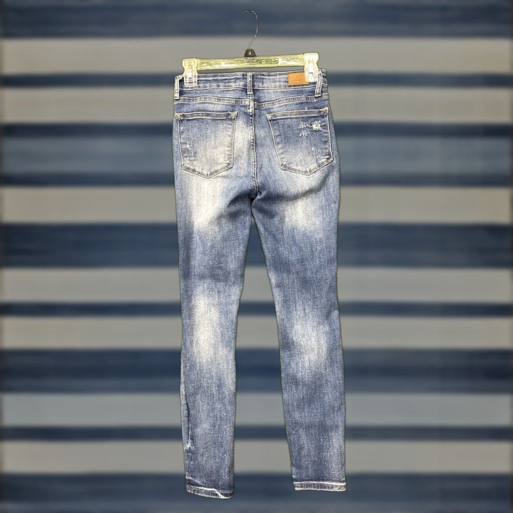Vintage Judy Blue Jeans Womens Skinny 26x27 Mid Rise Medium Wash Distressed Stretch 26 Jeans Womens Size 26" / US 2 / IT 38 - 1 Thumbnail