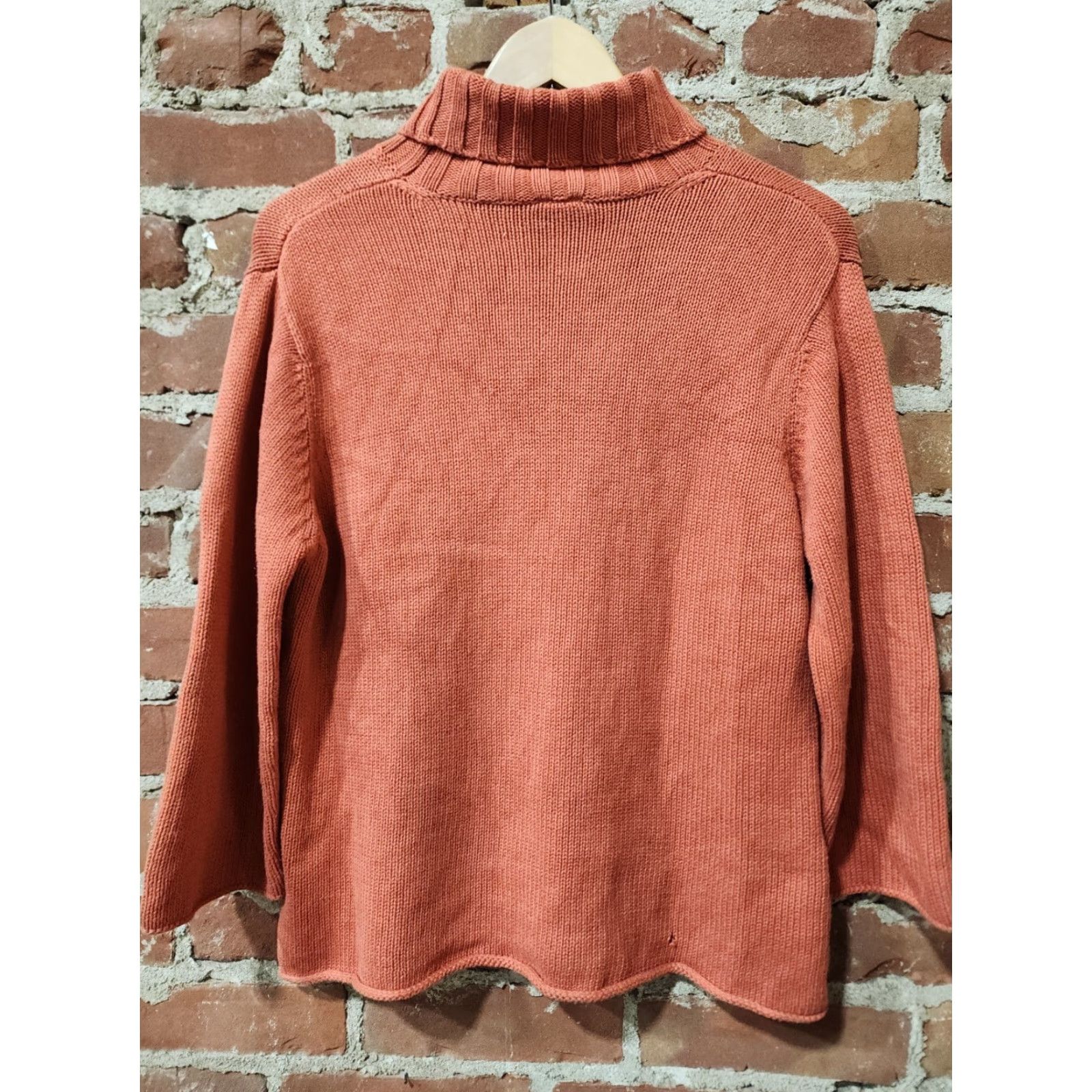 J. Jill J.Jill Womens Knit Orange Turtleneck Medium Shirt Clothing Knit Top Wom en Casual Regular 100% Cotton Pullover Long Sleeve Size M / US 6-8 / IT 42-44 - 2 Thumbnail