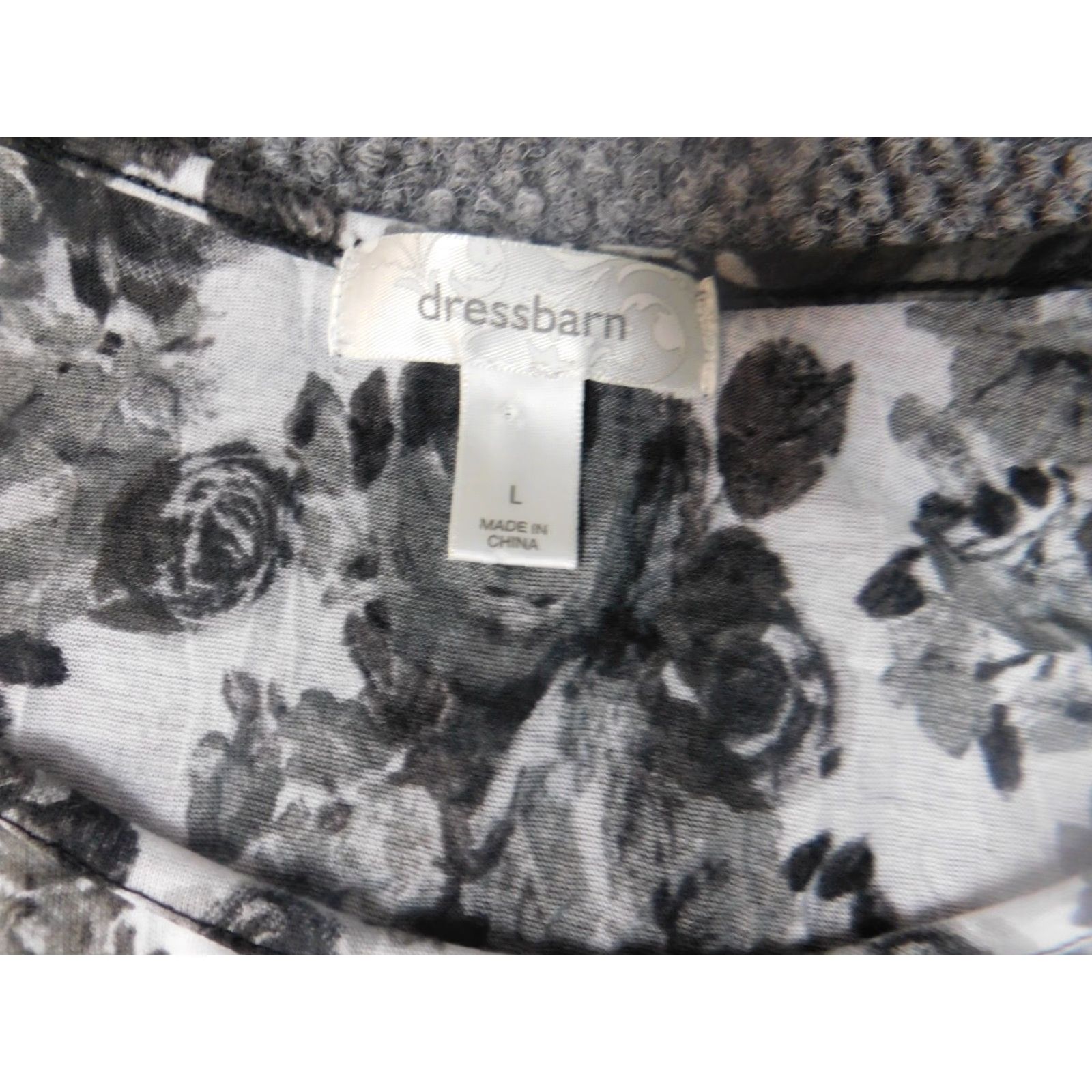 Vintage Dressbarn Womens Blouse L Gray Floral Pullover Casual Lightweight Polyester Rayon Shirt Top Size L / US 10 / IT 46 - 6 Thumbnail