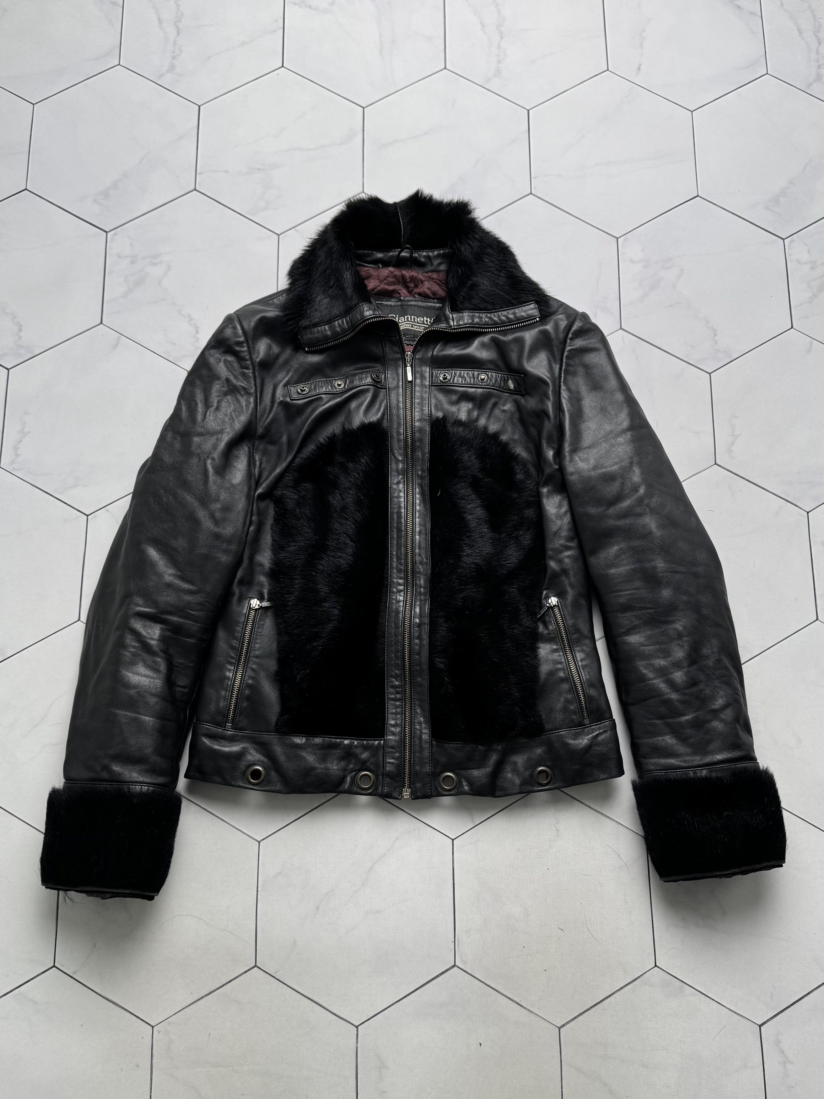Vintage Vintage Cropped Leather Jacket With Real Fur (B250)D15E2 Size S / US 4 / IT 40 - 5 Thumbnail