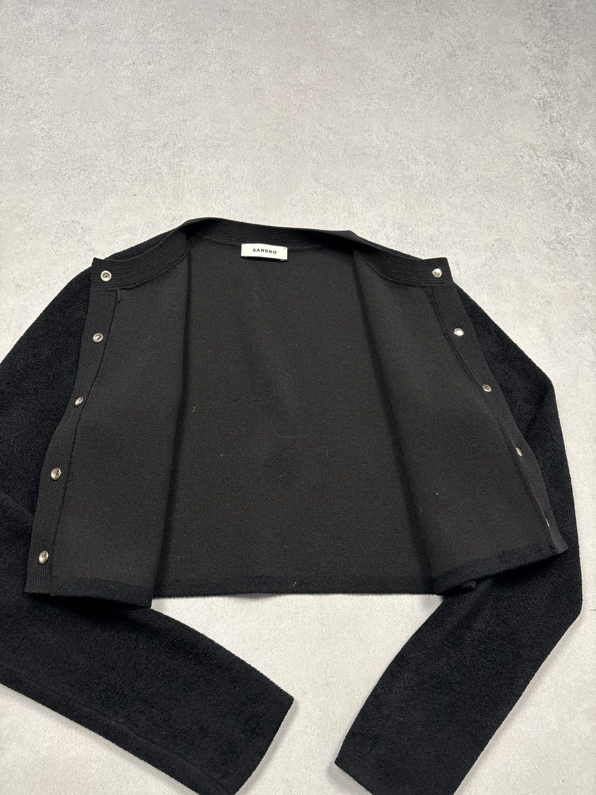 Sandro Sandro Paris Cropped Knit Cardigan Black Rare Gold Button S Size S / US 4 / IT 40 - 13 Thumbnail