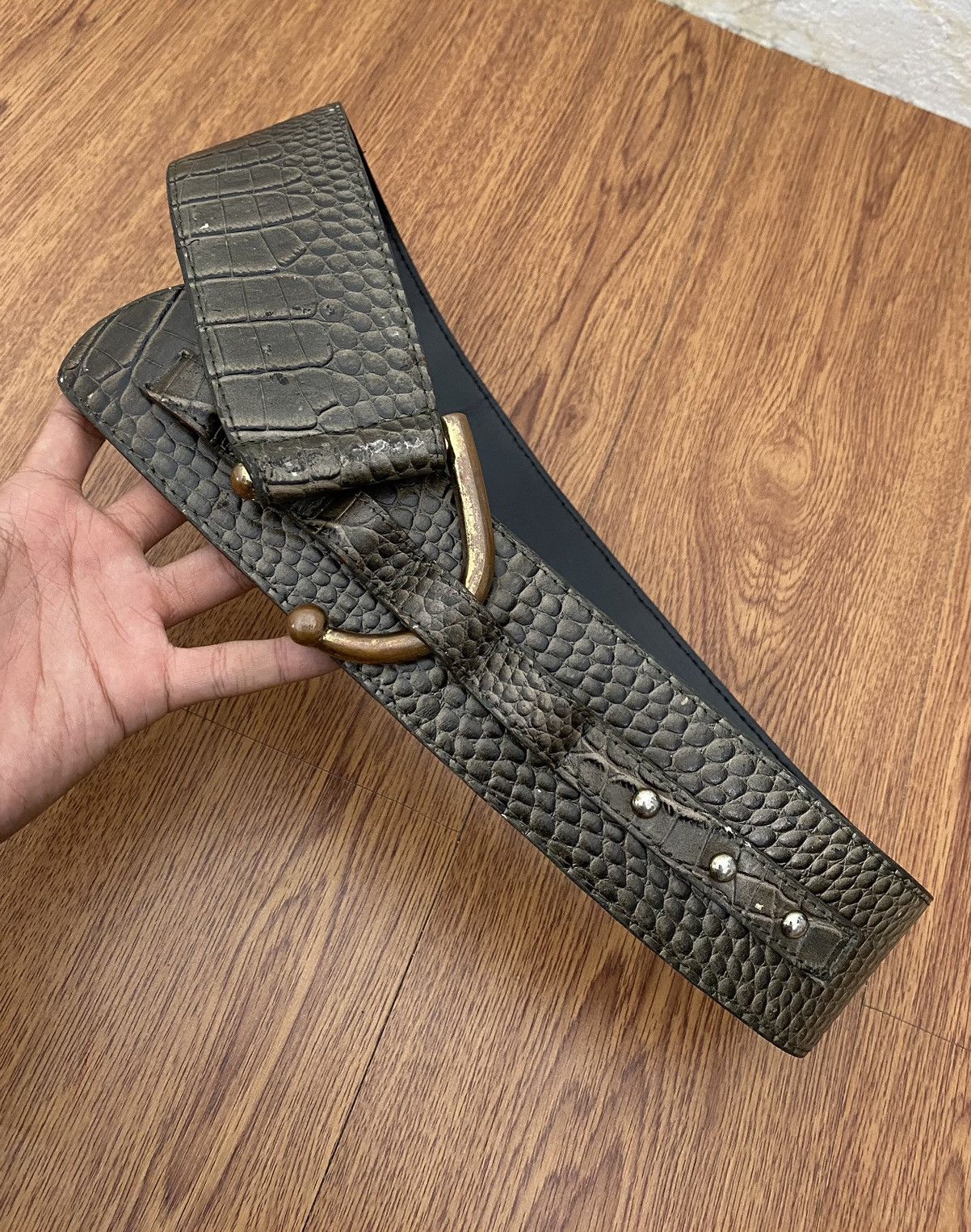 If Six Was Nine × Japanese Brand × Le Grande Bleu (L.G.B.) Aligator wide belt Size ONE SIZE - 3 Thumbnail