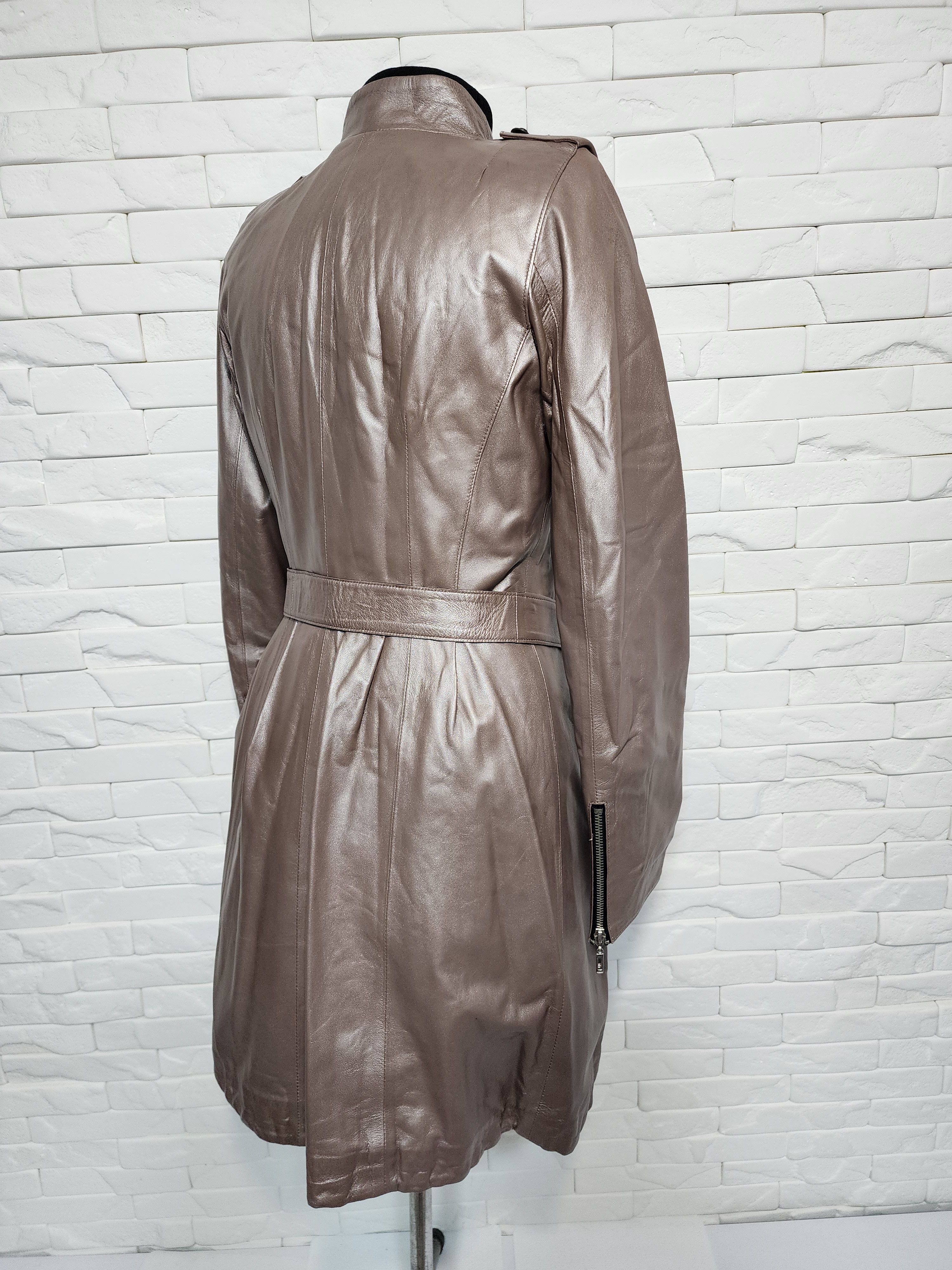 Designer Women's gray leather jacket. Size L / US 10 / IT 46 - 5 Thumbnail