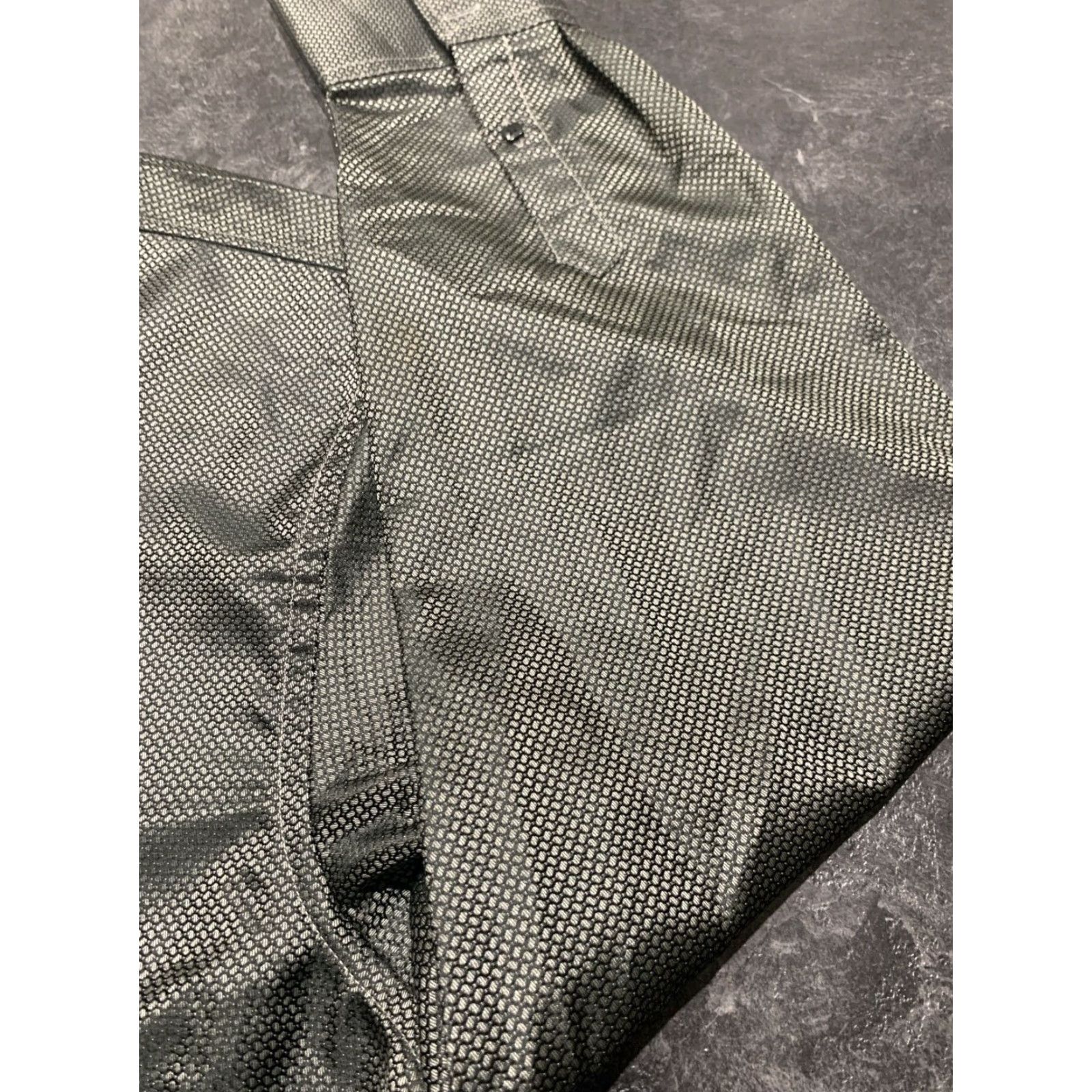 Vintage ANGELINO Shirt Bermuda Ornamental Bold Shiny Gold Button-Front Long Sleeve 4XL Polyester Microfiber Gray Men Size US XXL / EU 58 / 5 - 3 Thumbnail