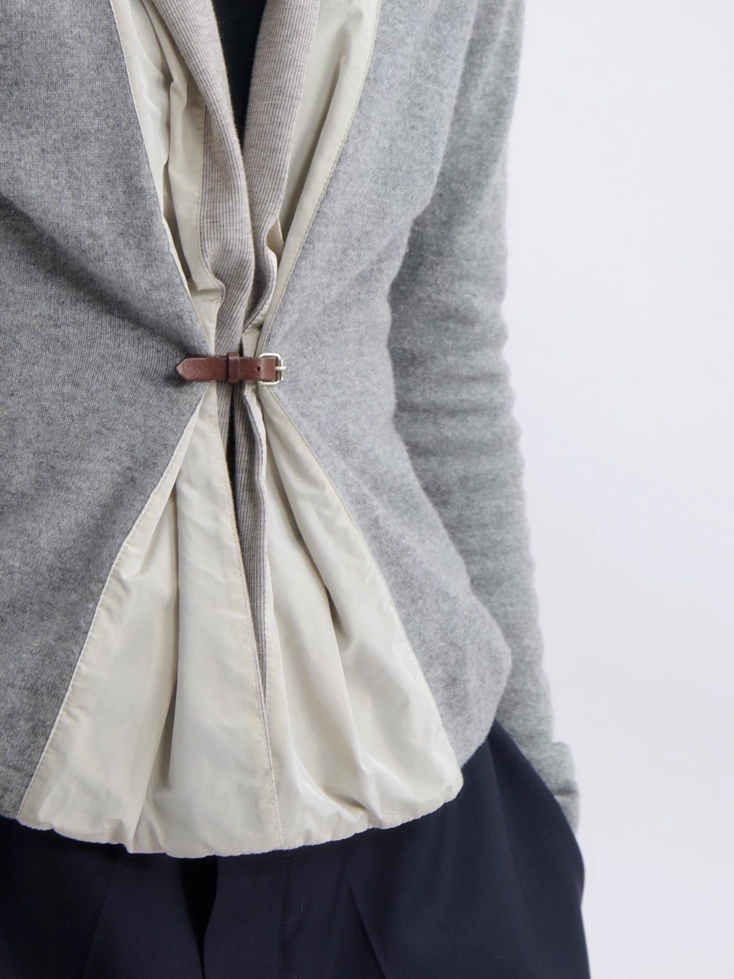 Fabiana Filippi Fabiana Filippi Gray Paneled Wool Knit Cardigan Size XS / US 0-2 / IT 36-38 - 4 Thumbnail
