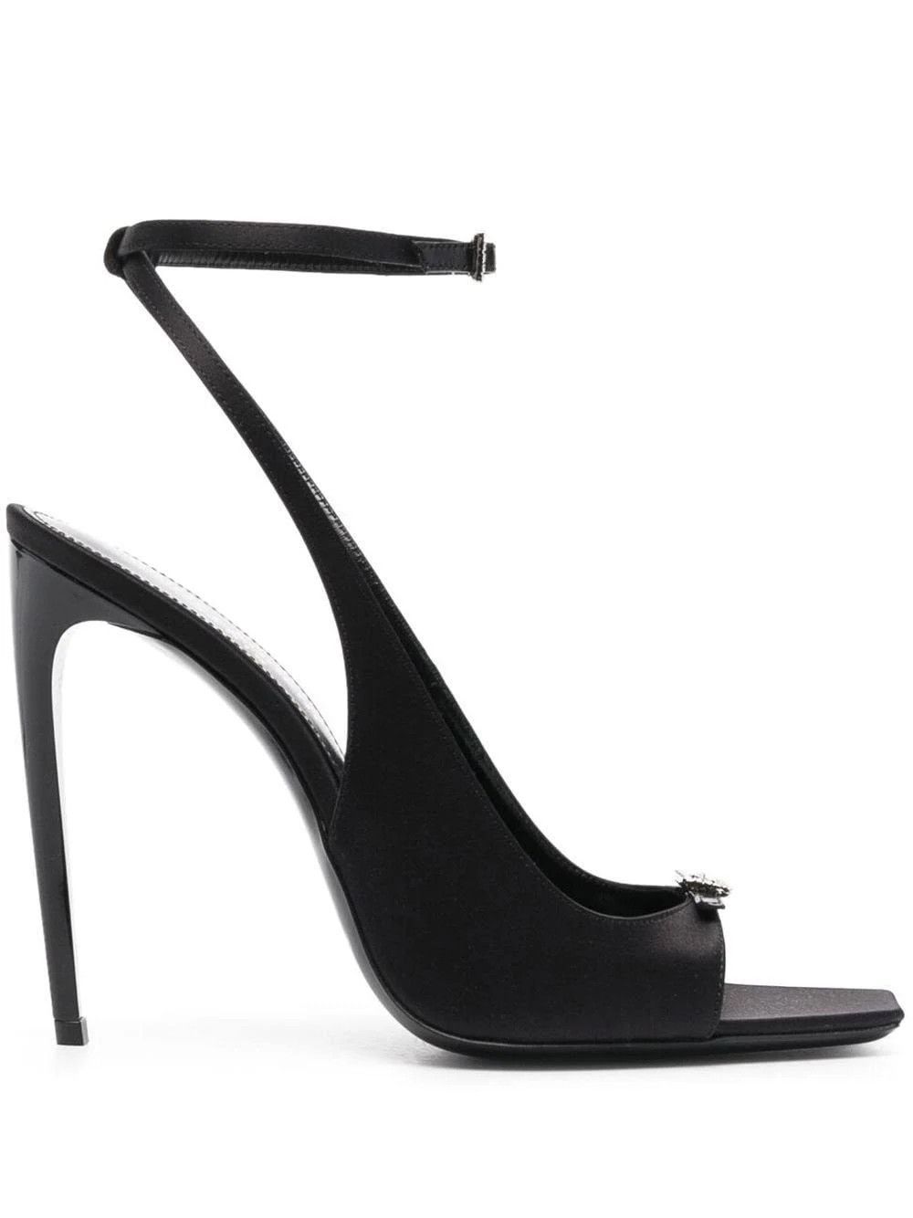Saint Laurent Paris o1b1hav111224 Carole Sandals in Crepe in Black Size US 10.5 / IT 40.5 - 1 Thumbnail
