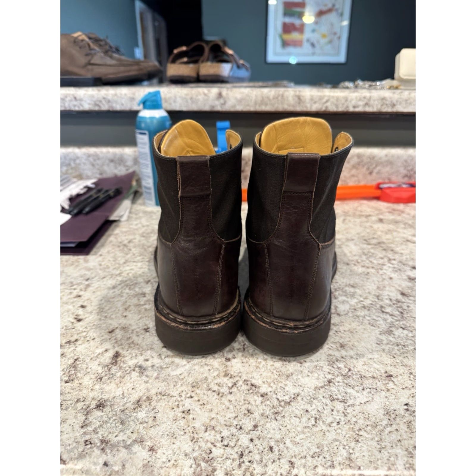 Heschung HESCHUNG GINKGO BOOT Leather Brown Derby Mens 10.5 D Rubber Sole Comfort Lace Up 9 Split Toe Size 43.5/US 10.5 - NYLON Shaft Size US 9 / EU 42 - 4 Thumbnail