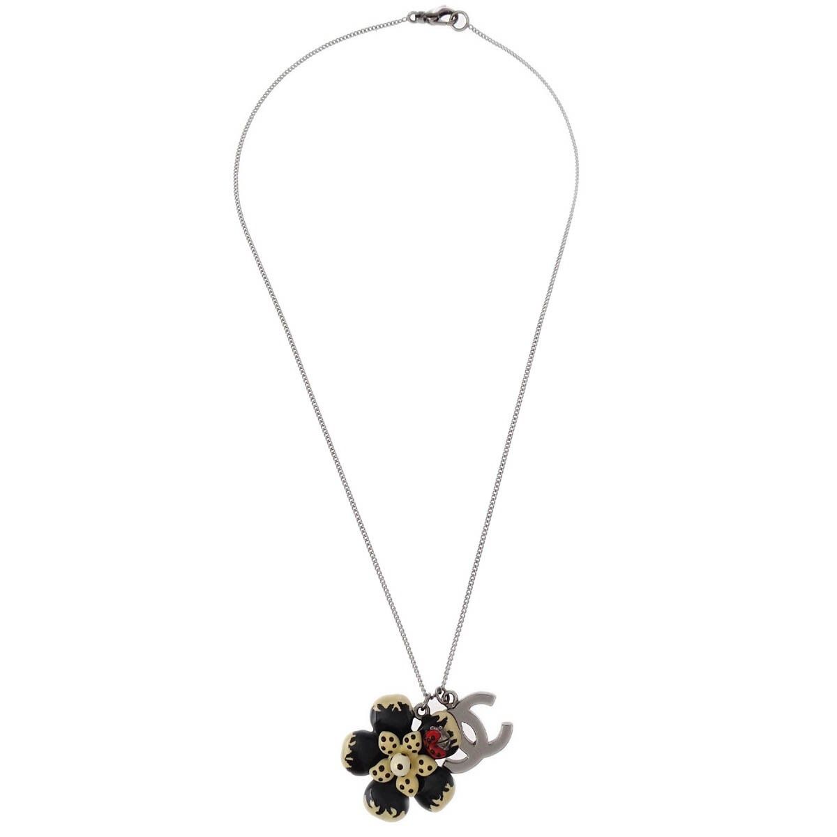 Chanel Chanel CC Flower Ladybug Necklace Silver Plated and Acrylic Size ONE SIZE - 1 Thumbnail