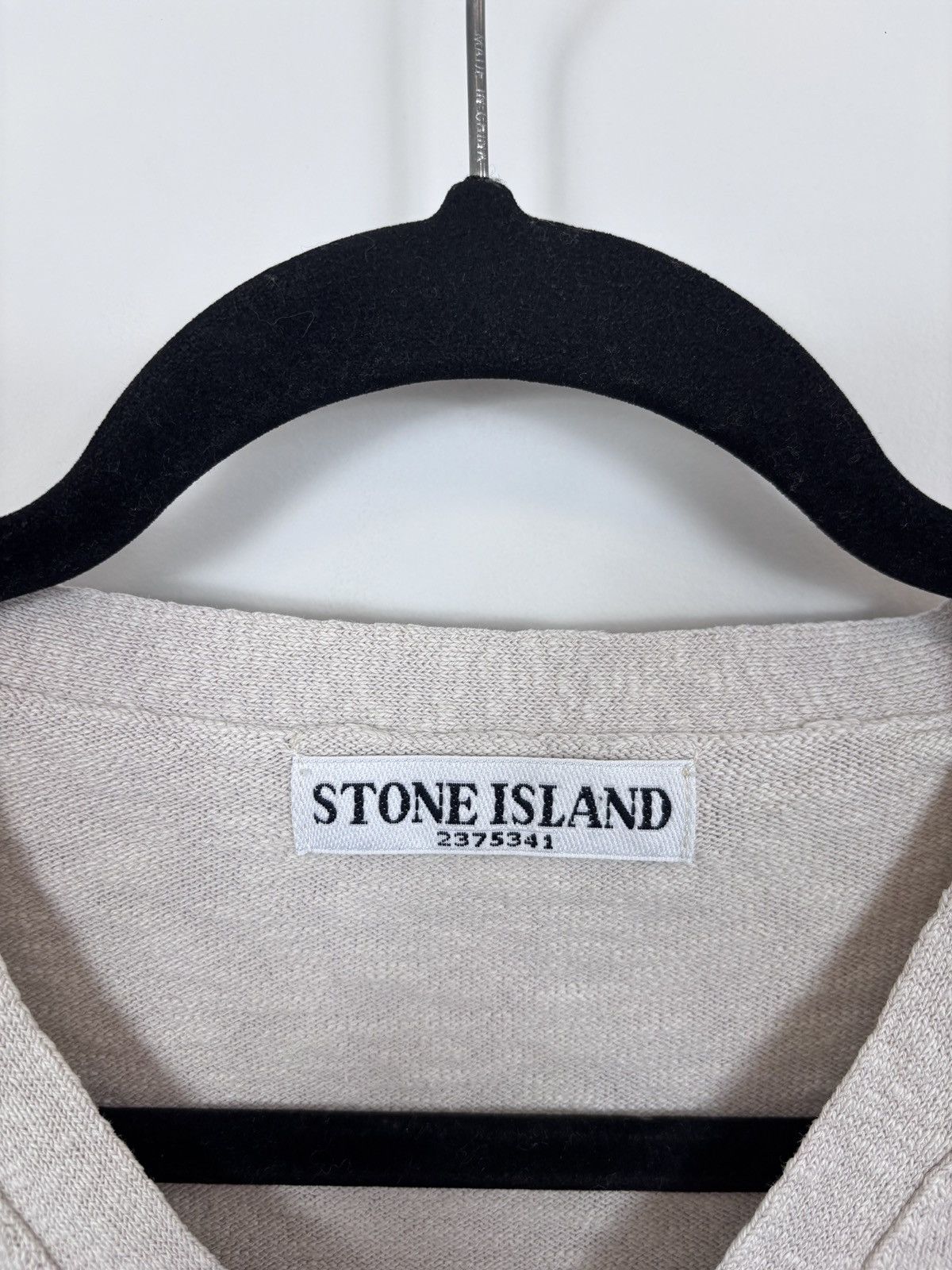 Stone Island Vintage Stone Island Men’s Beige Knit V-Neck Sweater Size US M / EU 48-50 / 2 - 10 Thumbnail