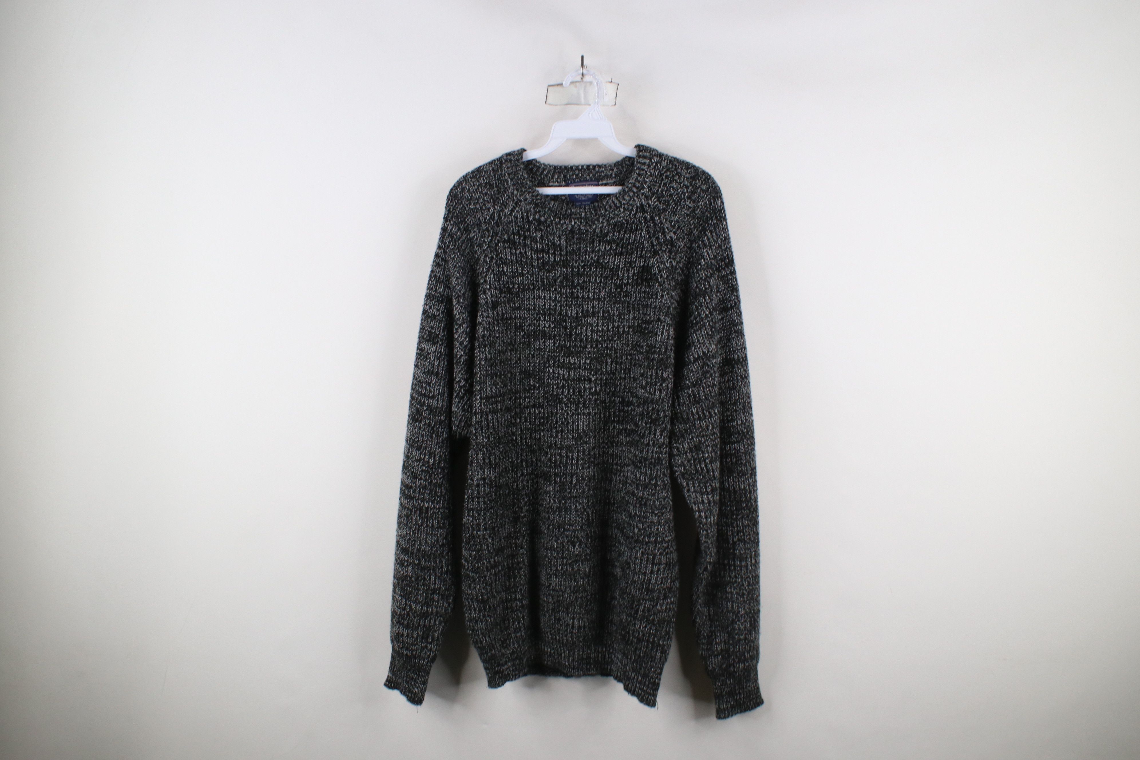 Vintage 90s Streetwear Ribbed Knit Crewneck Sweater Black