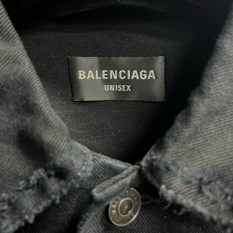 Balenciaga Balenciaga Black monogrammed lapel denim jacket with long Size US S / EU 44-46 / 1 - 3 Thumbnail