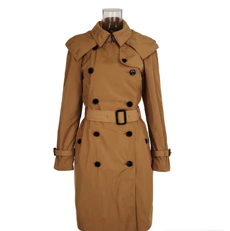 Burberry Burberry Khaki Cotton Check Long Trench Coat Size S / US 4 / IT 40 - 1 Thumbnail