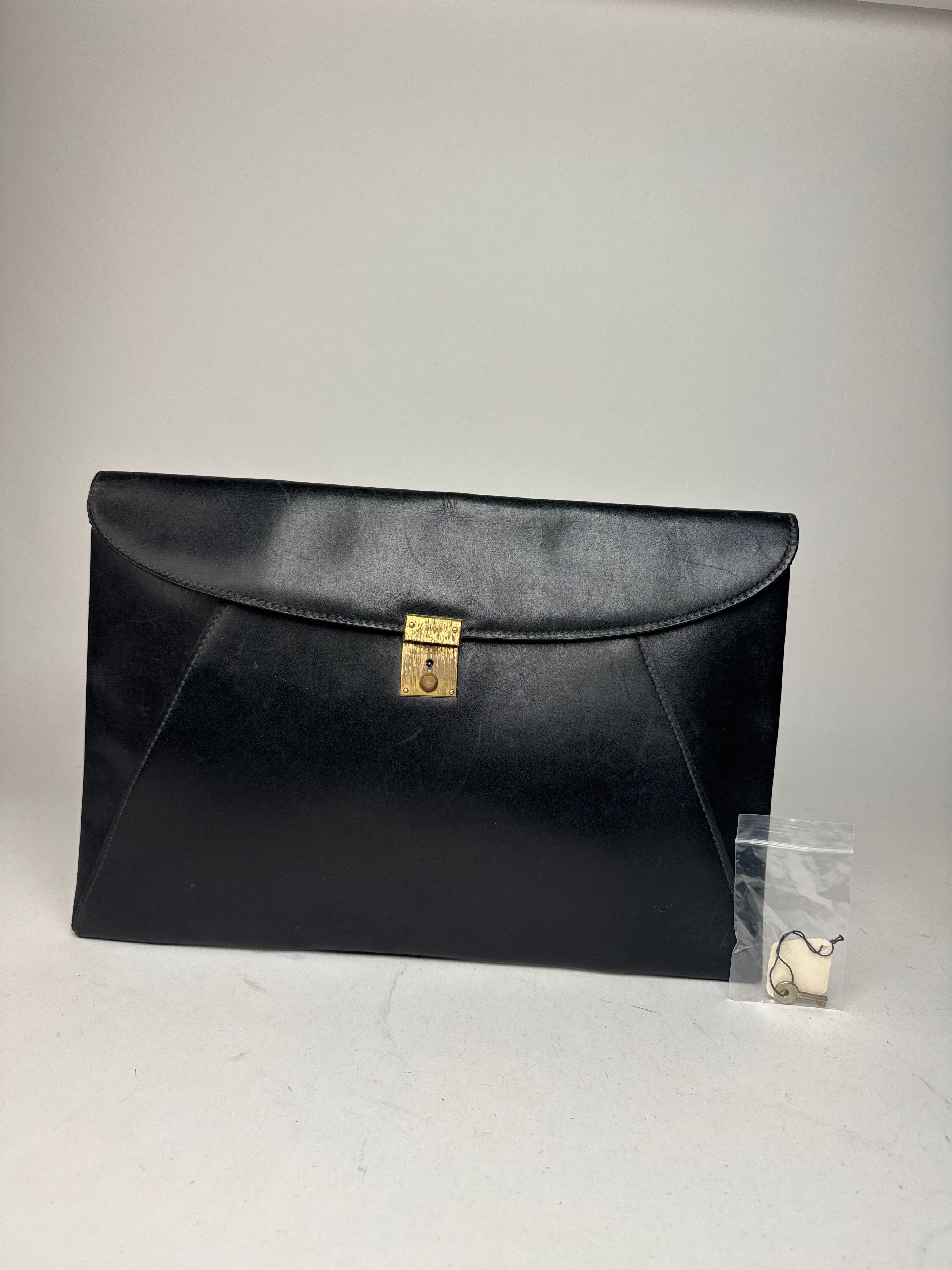 Vintage Leather Clutch Black