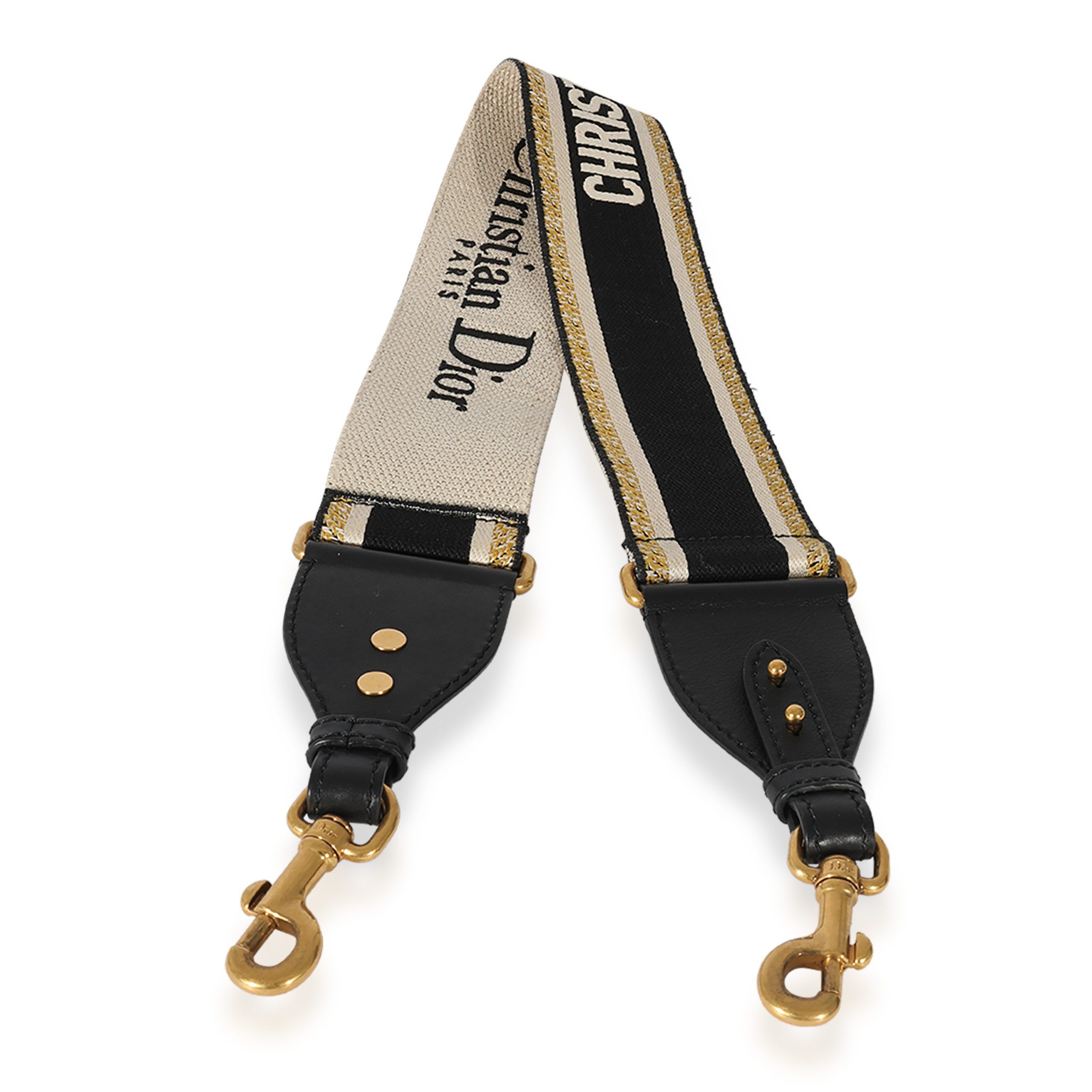 image of Dior Green Embroidered Strap in Black, Women's