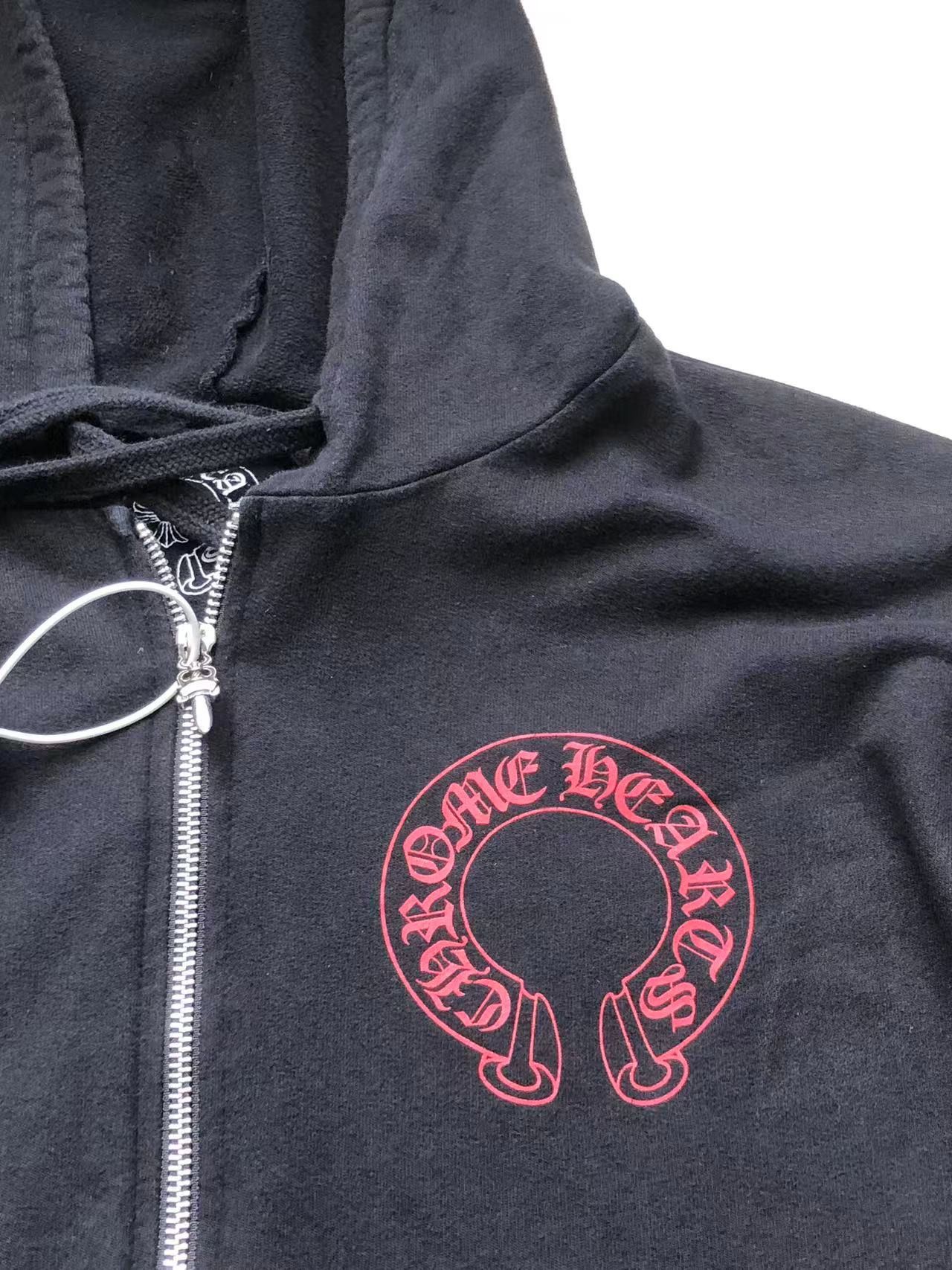 Chrome Hearts Chrome Hearts Red Horseshoe Logo Zip Up Hoodie Size M / US 6-8 / IT 42-44 - 5 Thumbnail