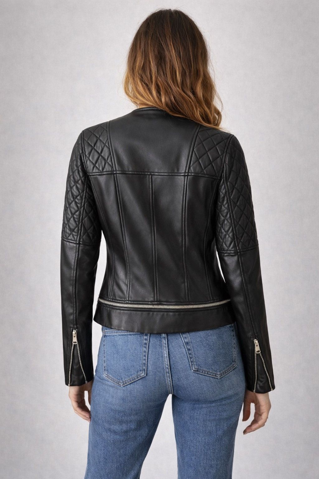 Allsaints All Saints Black Leather Jacket with Quilted Sleeves Size S / US 4 / IT 40 - 6 Thumbnail