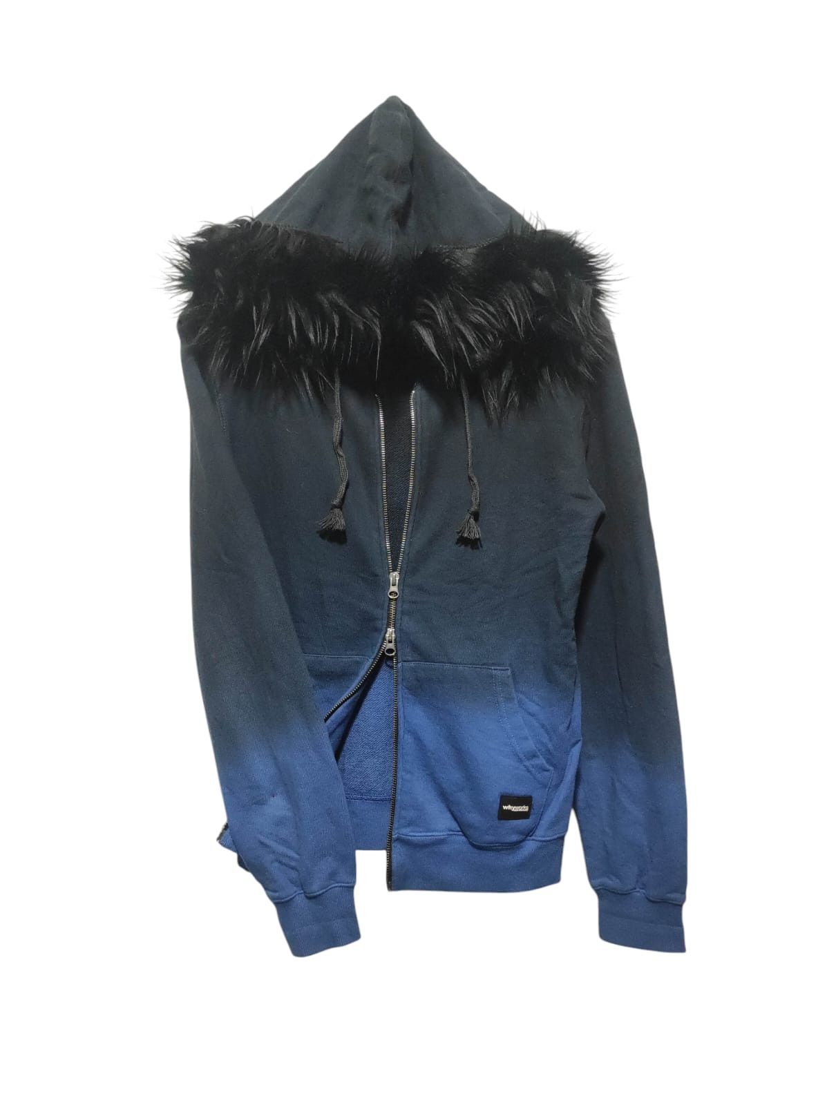 Why Works Gradation Double Zipper Fur Hoodie LGB style