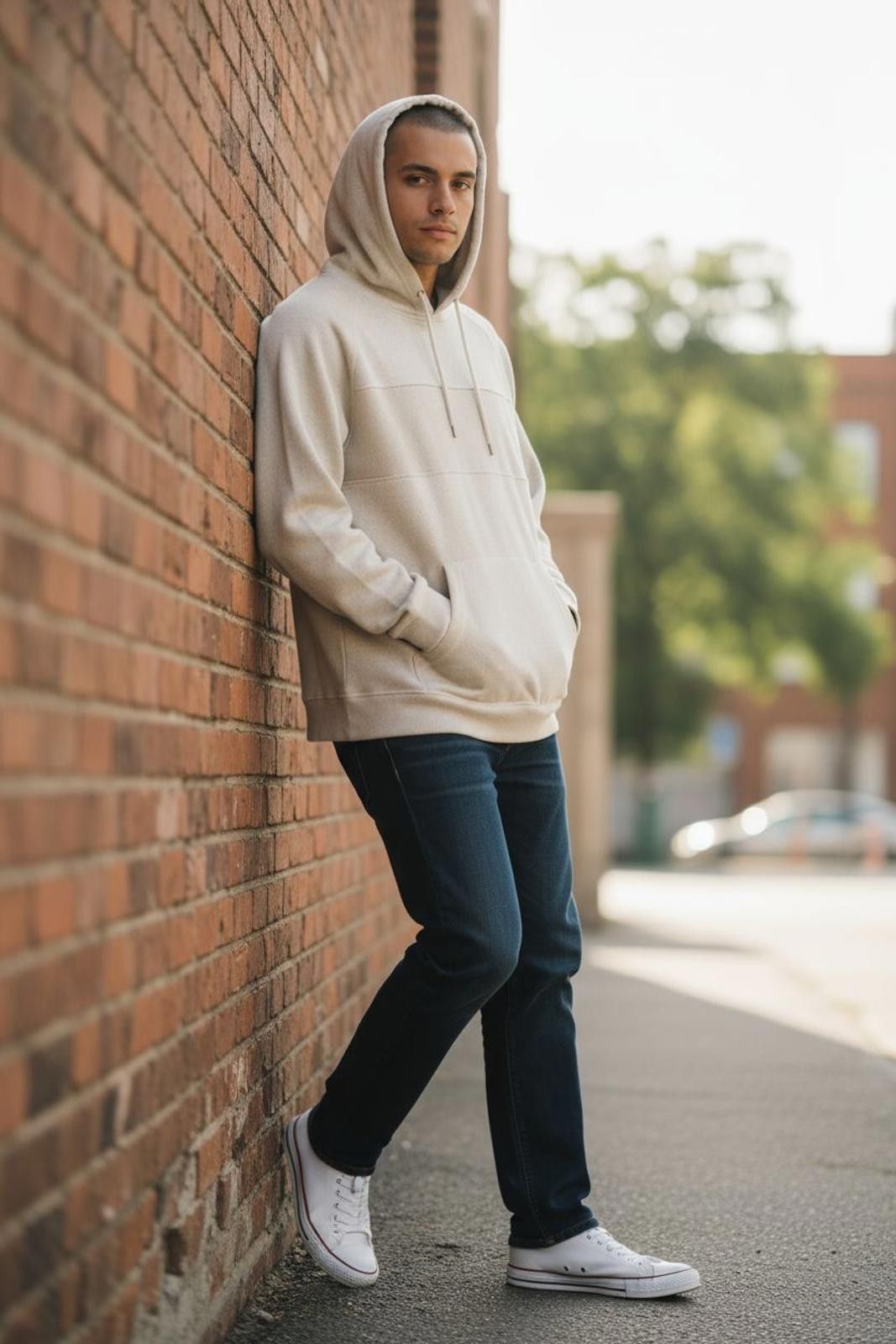 BKE BKE Men's Beige Hoodie with Kangaroo Pocket Size US L / EU 52-54 / 3 - 2 Thumbnail