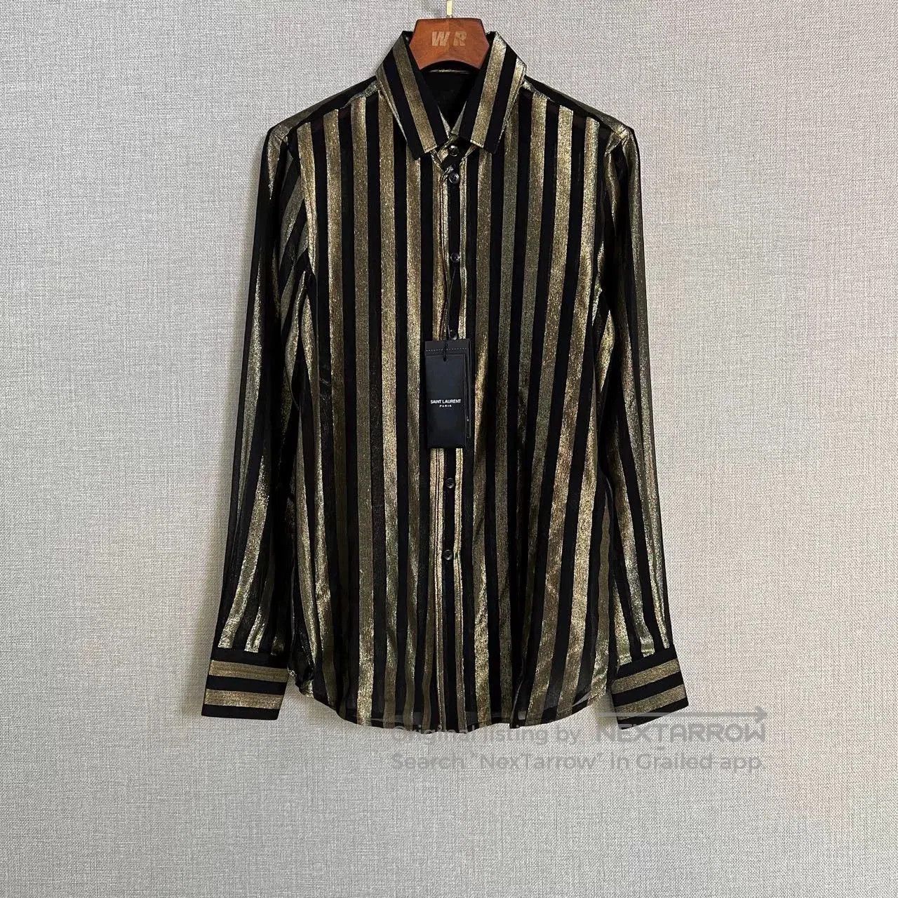 Saint Laurent Paris Saint Laurent YSL Black Gold Sequin Silk Blouse. Size XXS / US 00 / IT 34 - 1 Thumbnail