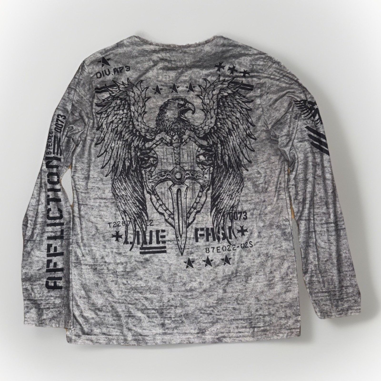 Affliction Affliction Long Sleeve Henley Graphic Shirt Gray Small 20x27 Size US S / EU 44-46 / 1 - 4 Thumbnail