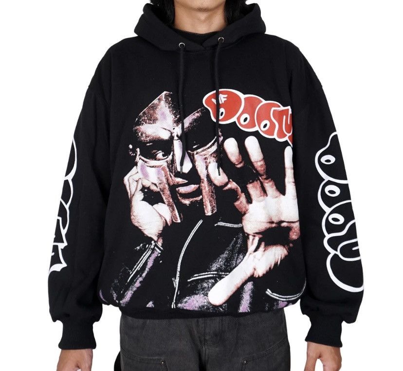 Streetwear Hoodie oversized Mf Doom hoodie oversized black streetwear ...