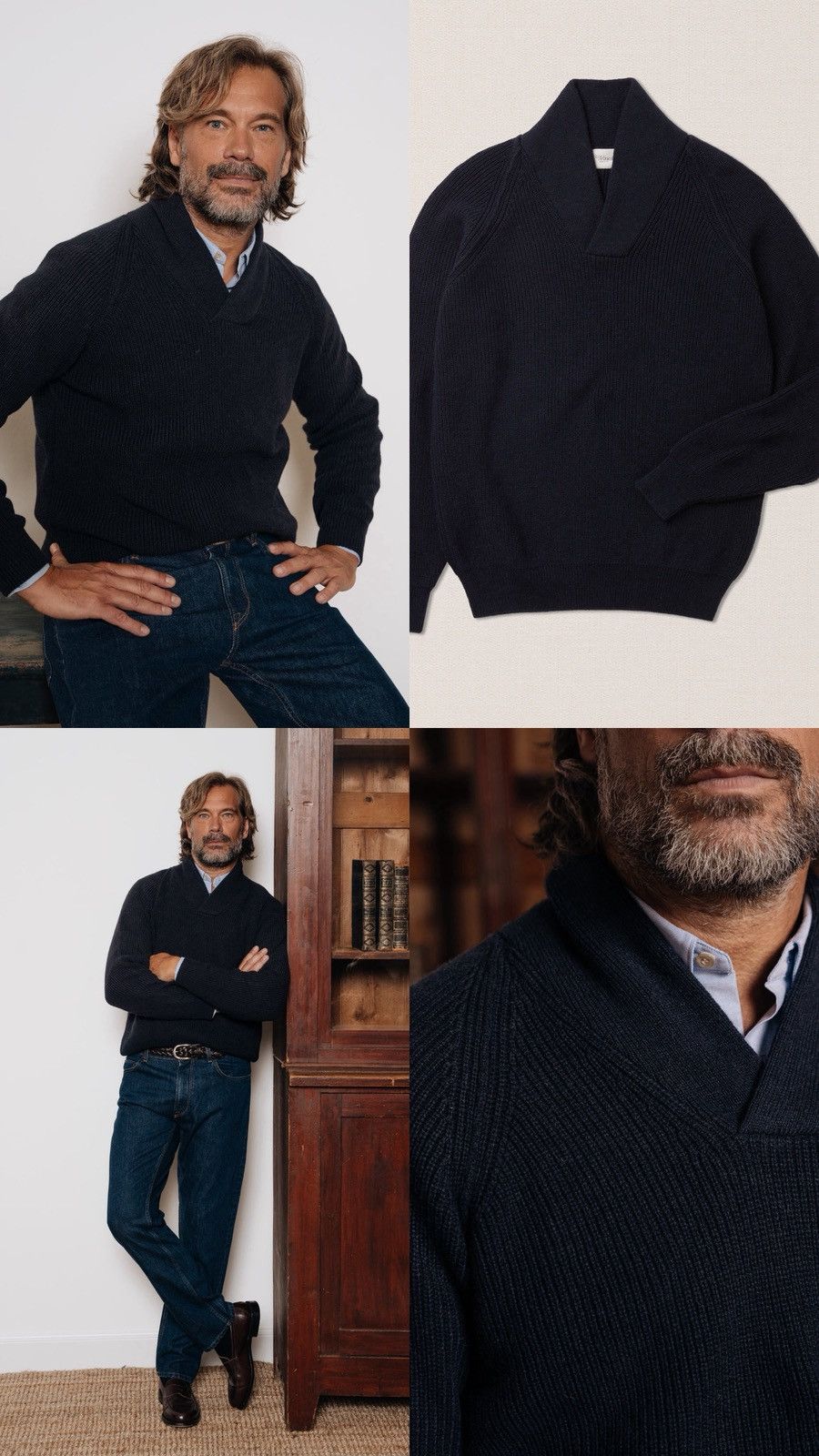 Velasca Velasca Alpaca Wool and Yak Shawl Neck Sweater Size US L / EU 52-54 / 3 - 3 Thumbnail