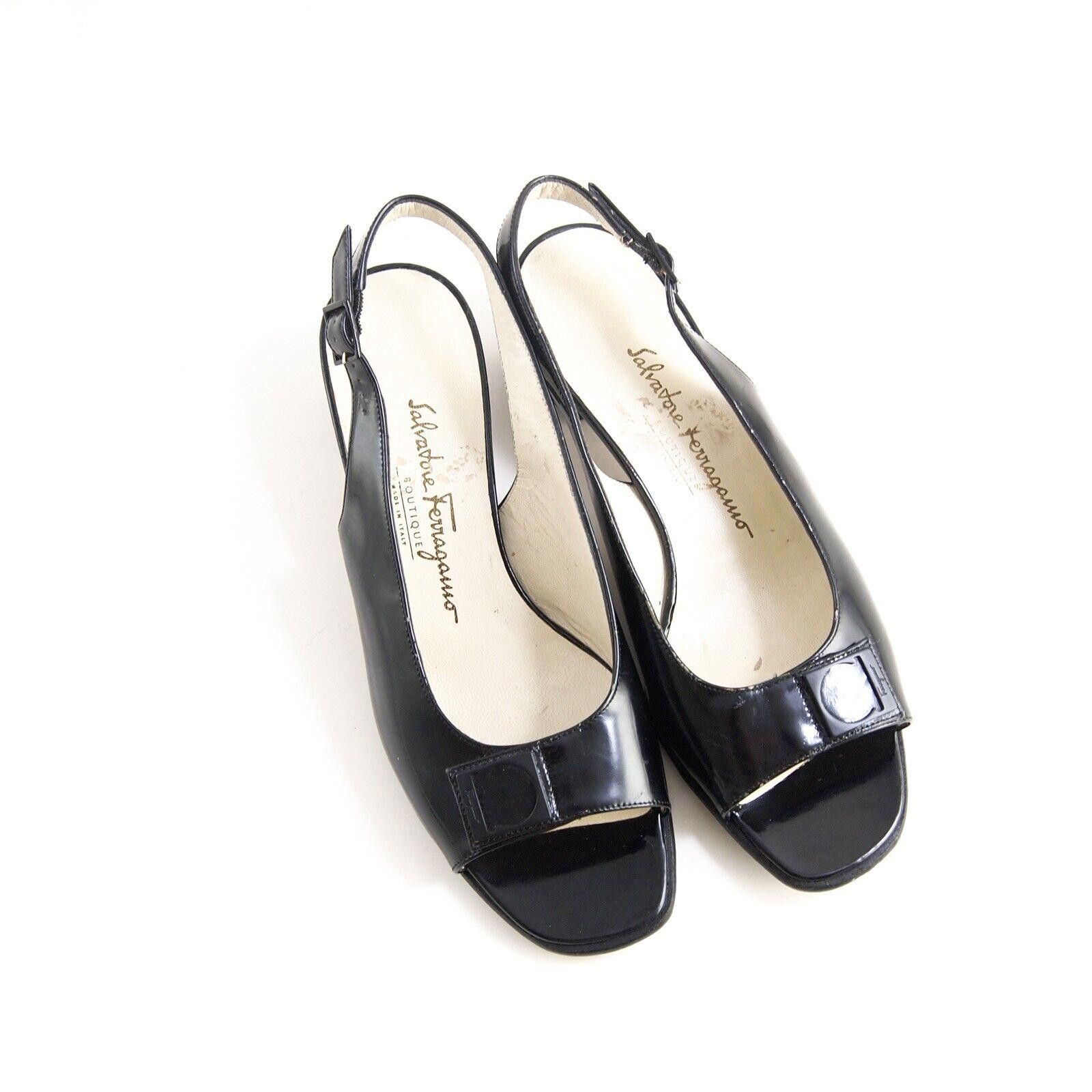 Salvatore Ferragamo Ferragamo Gancio Slingback Sandals Black EU 36.5 US 6.5 B Size US 6.5 / IT 36.5 - 1 Thumbnail