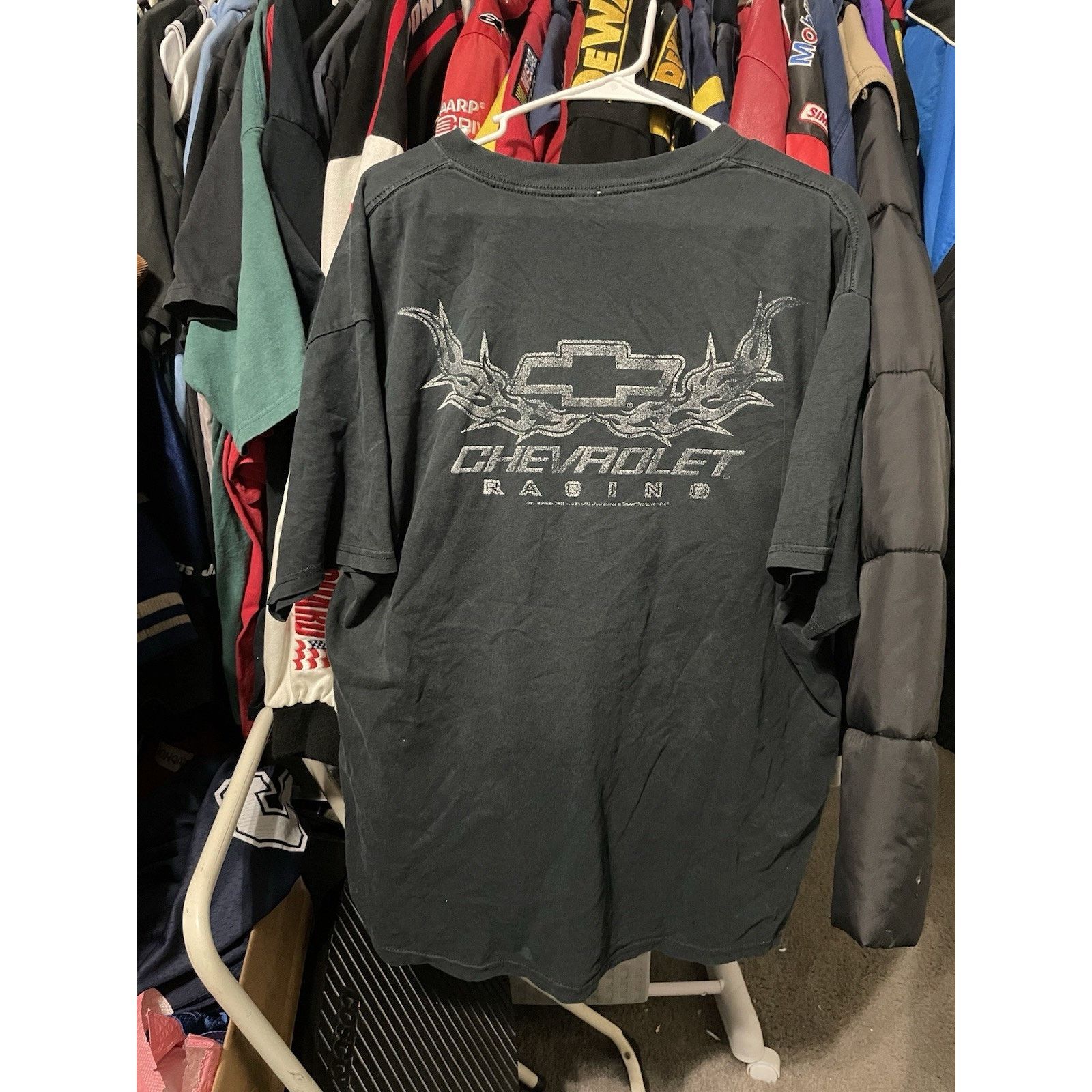 Gildan Size XL-VTG Chevrolet Racing Shirt Black Flames Graphic Tee Size US XL / EU 56 / 4 - 2 Thumbnail