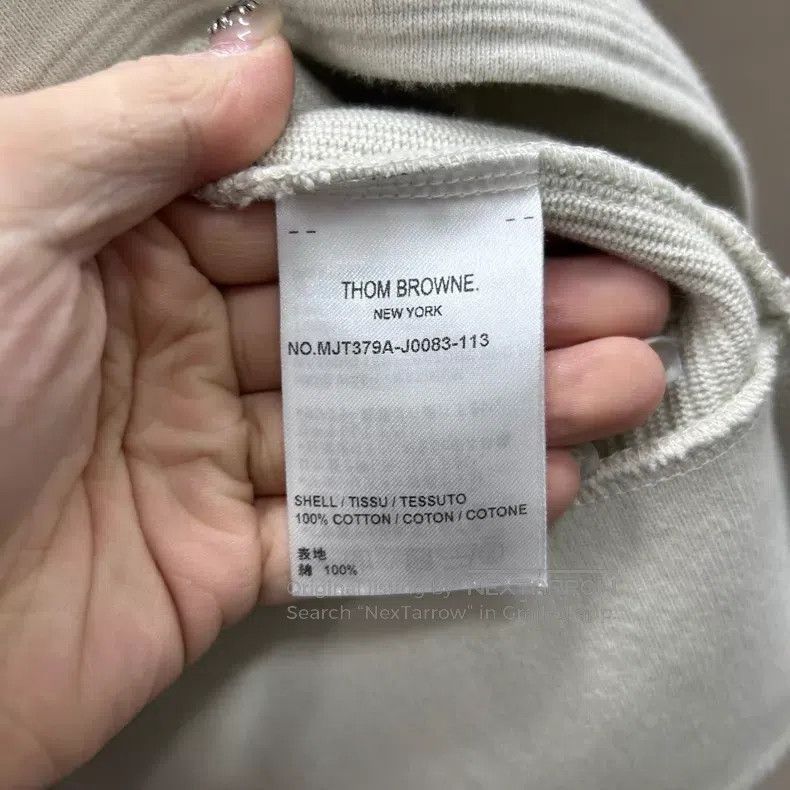 Thom Browne Thom Browne Beige Vertical Stripe Classic Logo Sweater Size US XL / EU 56 / 4 - 5 Thumbnail