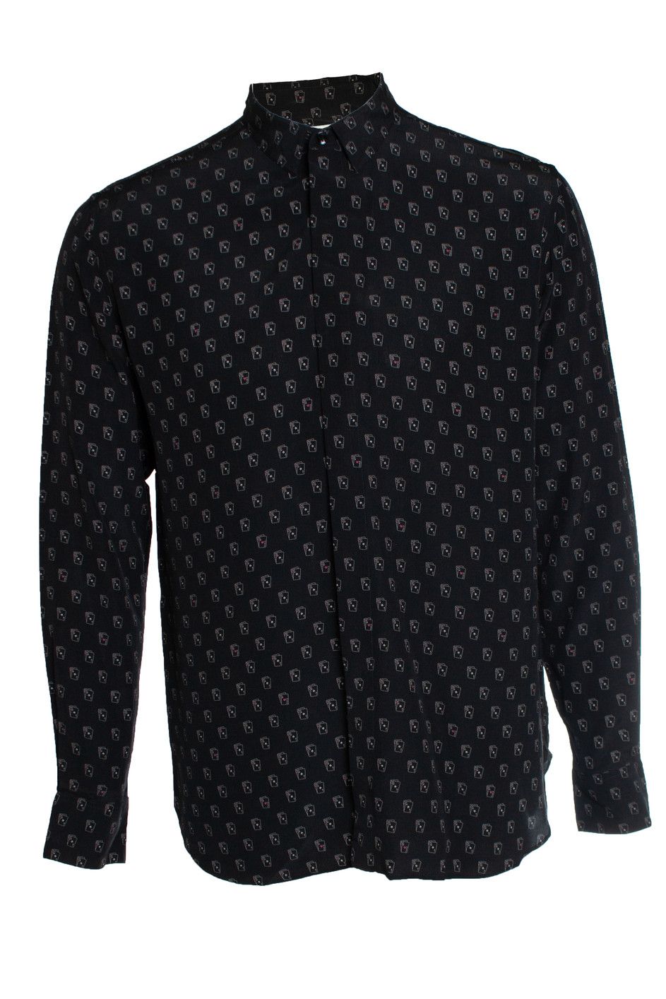 Saint Laurent Paris Saint Laurent, Poker card printed shirt in black Size US M / EU 48-50 / 2 - 1 Thumbnail