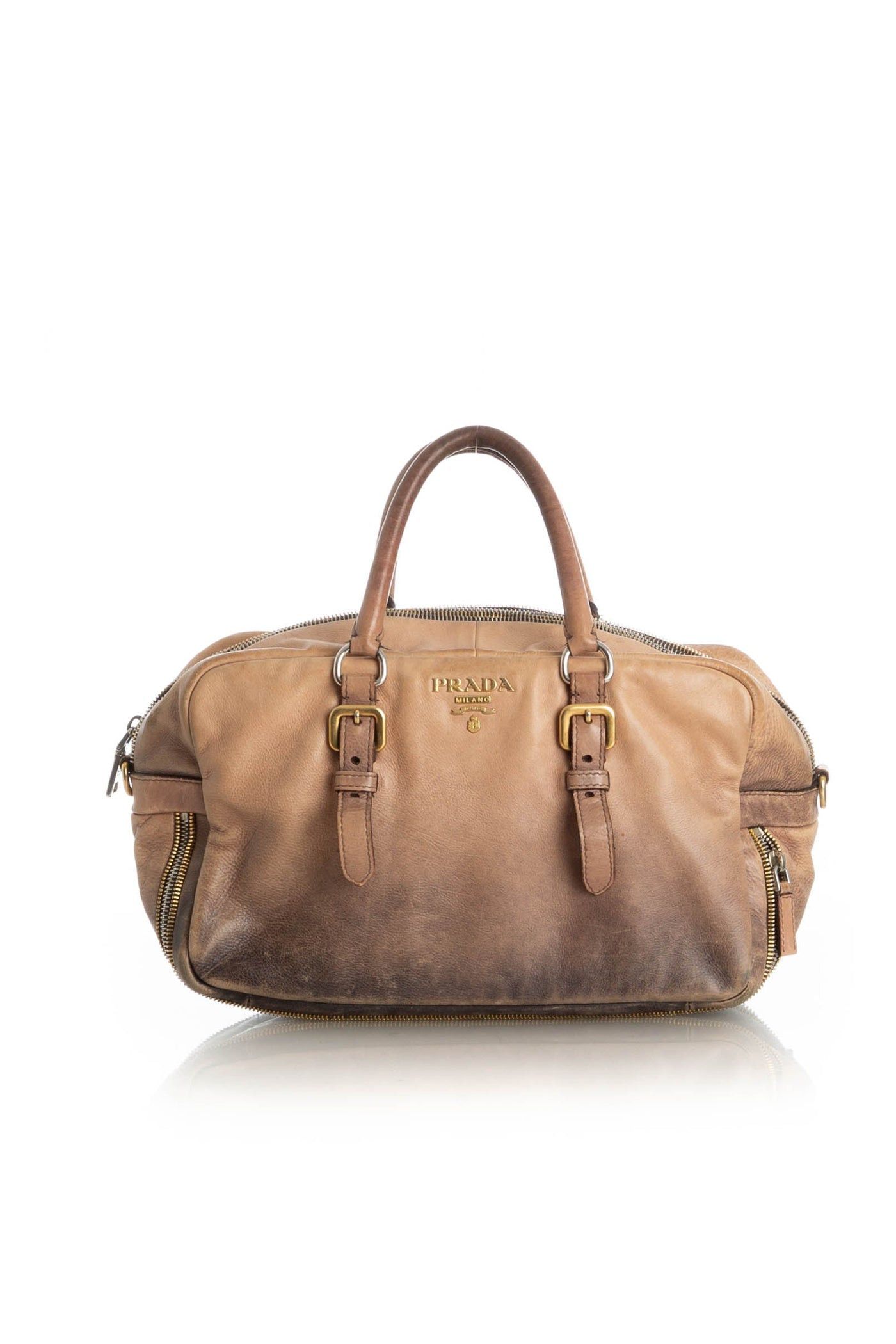 Prada PRADA Ardesia/Nudo Ombre Glace Leather Zippers Satchel Bag Size ONE SIZE - 1 Thumbnail