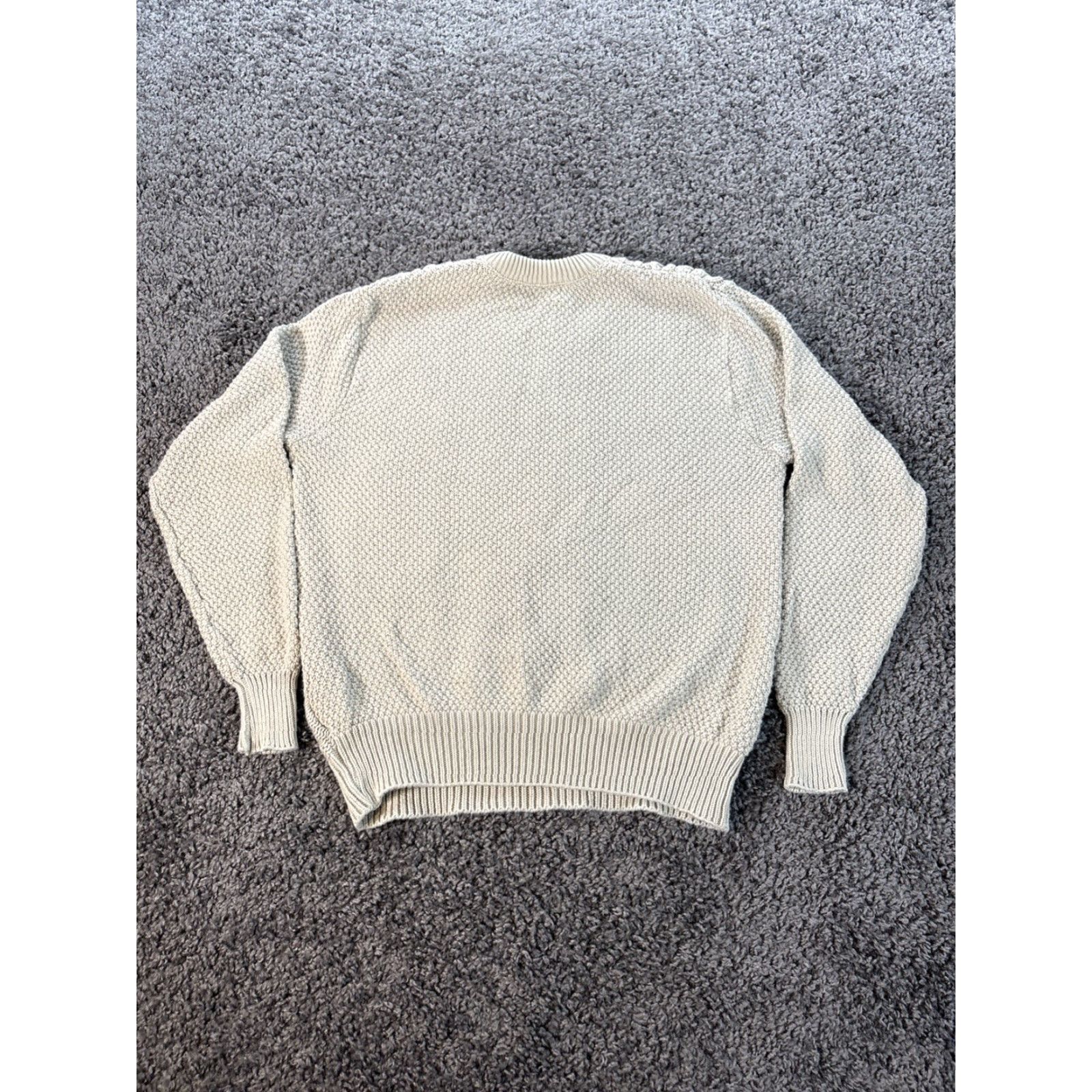Vintage VINTAGE Lord Jeff Sweater Men L Ivory 80s 90s Chunky-Knit Crew Neck Pullover Made in USA Size US L / EU 52-54 / 3 - 5 Thumbnail