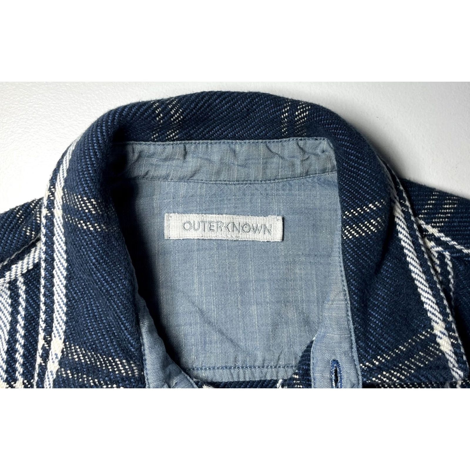 Outerknown Outerknown Men’s Blanket Shirt Plaid 100% Organic Cotton Sz S Navy Blue Button-Up Long Sleeve Pockets Vintage Mens Size US S / EU 44-46 / 1 - 6 Thumbnail