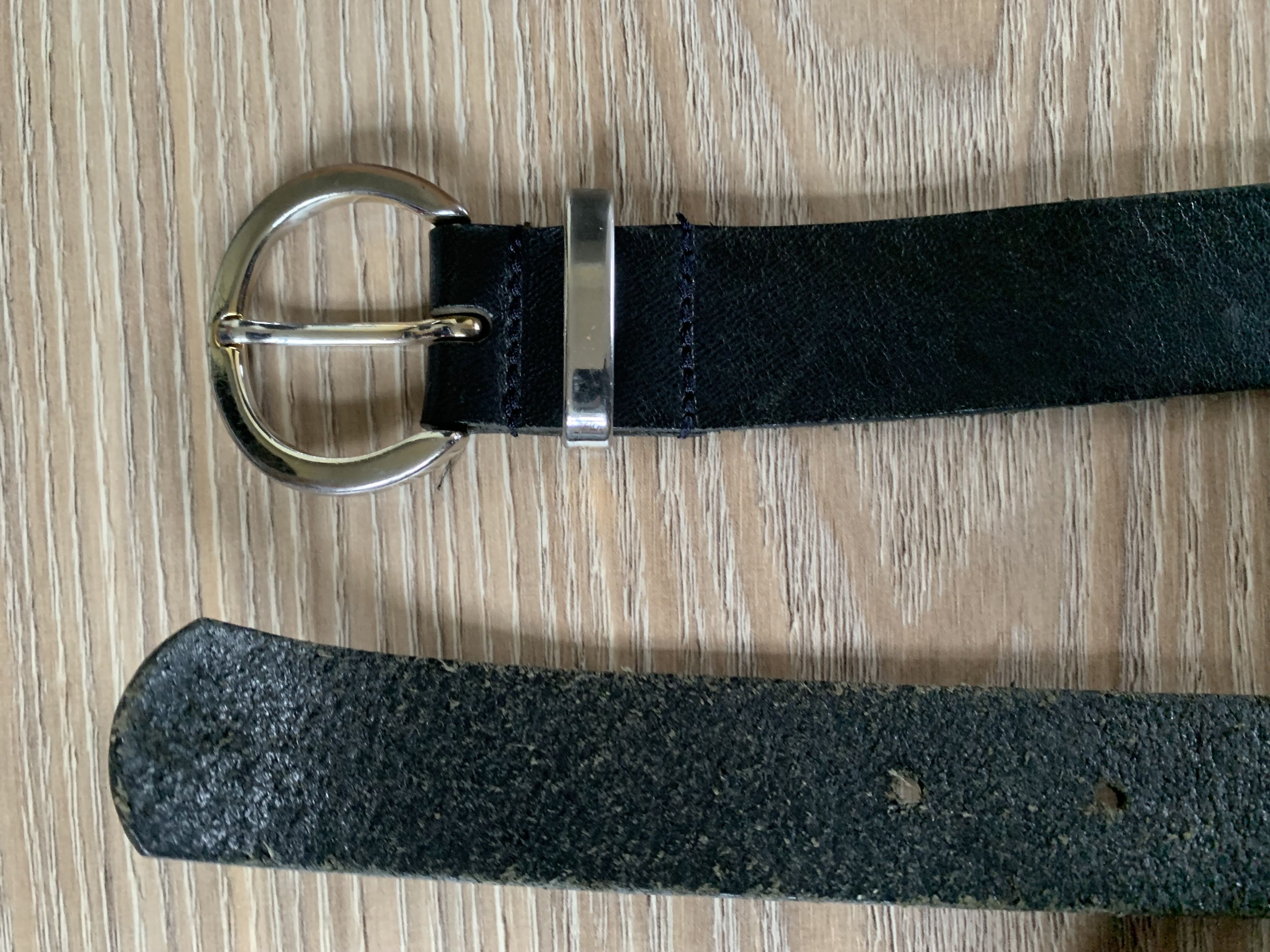 Zara ZARA Silver Oval Buckle Black Leather Belt Size ONE SIZE - 5 Thumbnail