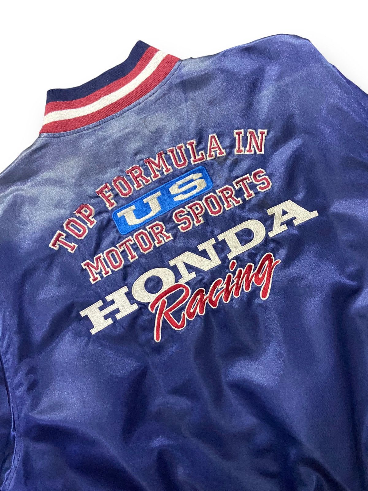 Honda × Vintage Vintage 90s Honda Racing Embroidered Sun faded Bomber Jacket Size US L / EU 52-54 / 3 - 10 Thumbnail