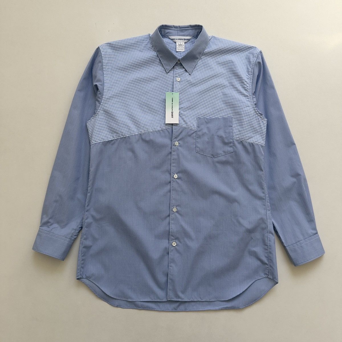 Comme des Garcons Blue/White Patch Work Check Gingham Shirt Size US M / EU 48-50 / 2 - 2 Thumbnail