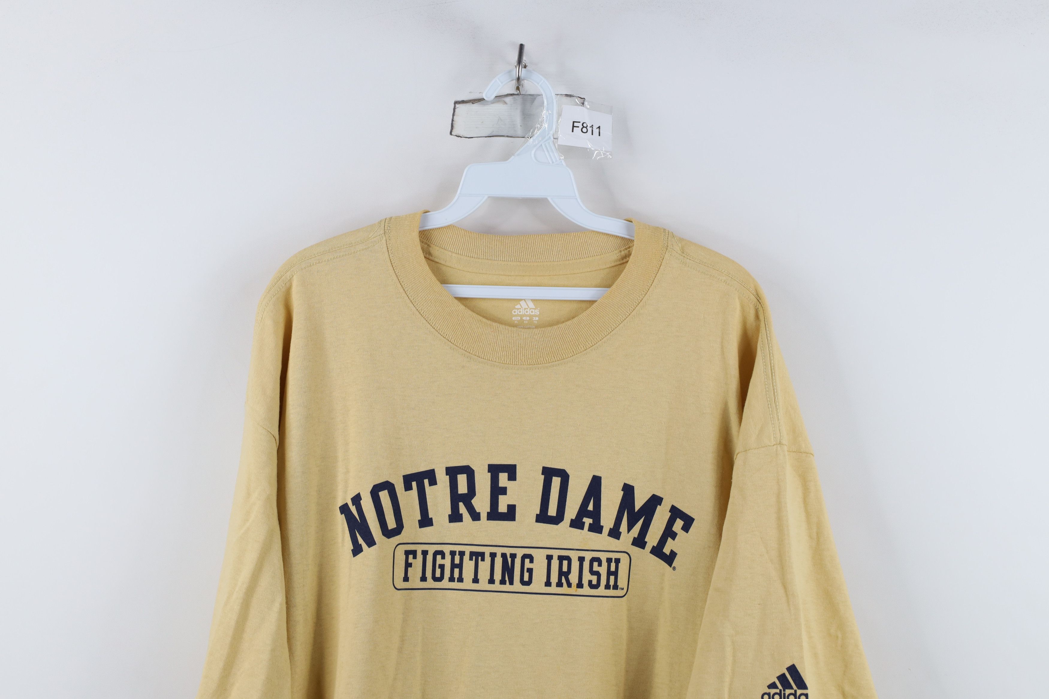 Adidas Vintage Y2K Adidas Spell Notre Dame University T-Shirt Gold Size US XL / EU 56 / 4 - 2 Thumbnail