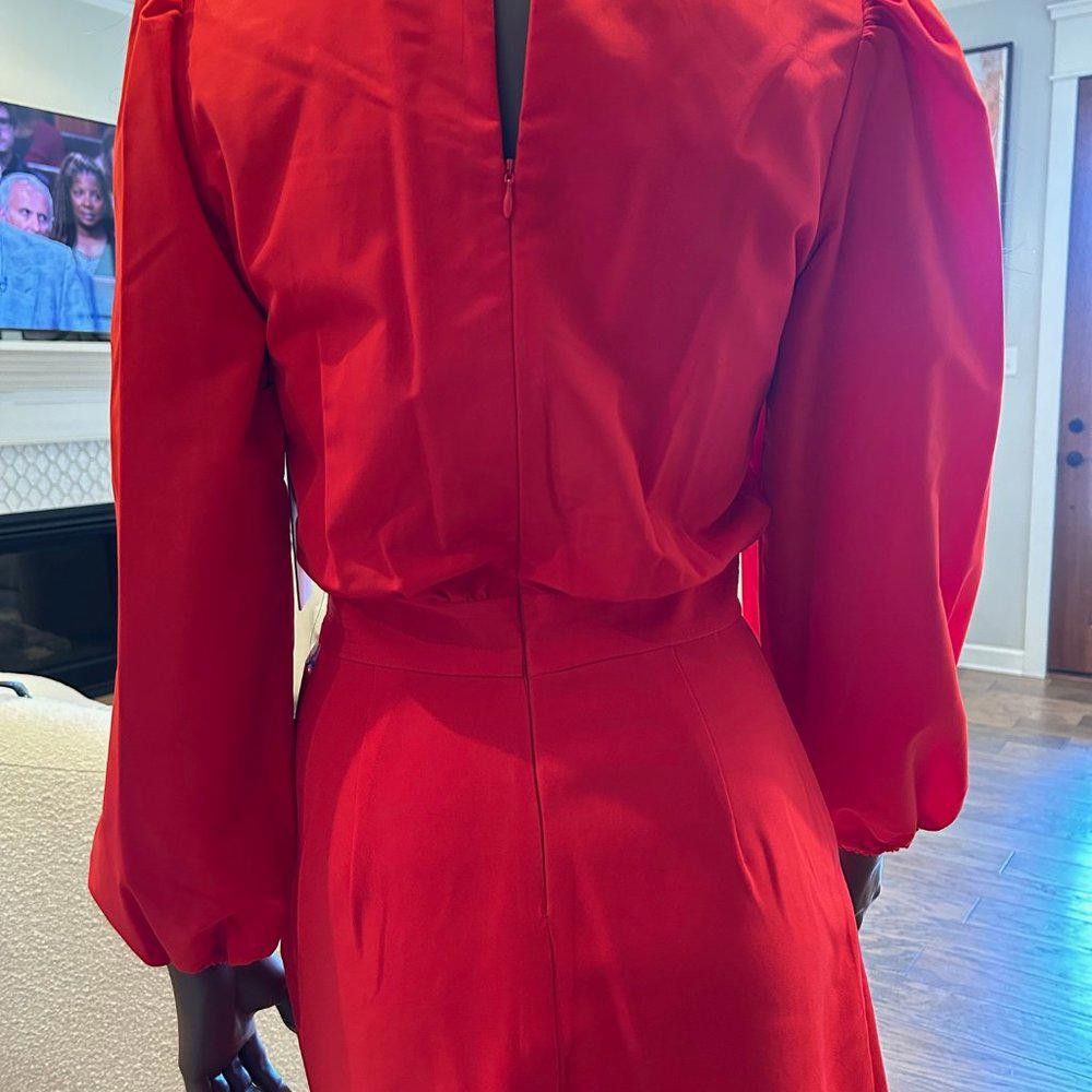 Designer LDT Ivonne 3/4 Parachute Sleeve Crew Neck Faux Wrap Dress Size XS / US 0-2 / IT 36-38 - 6 Thumbnail